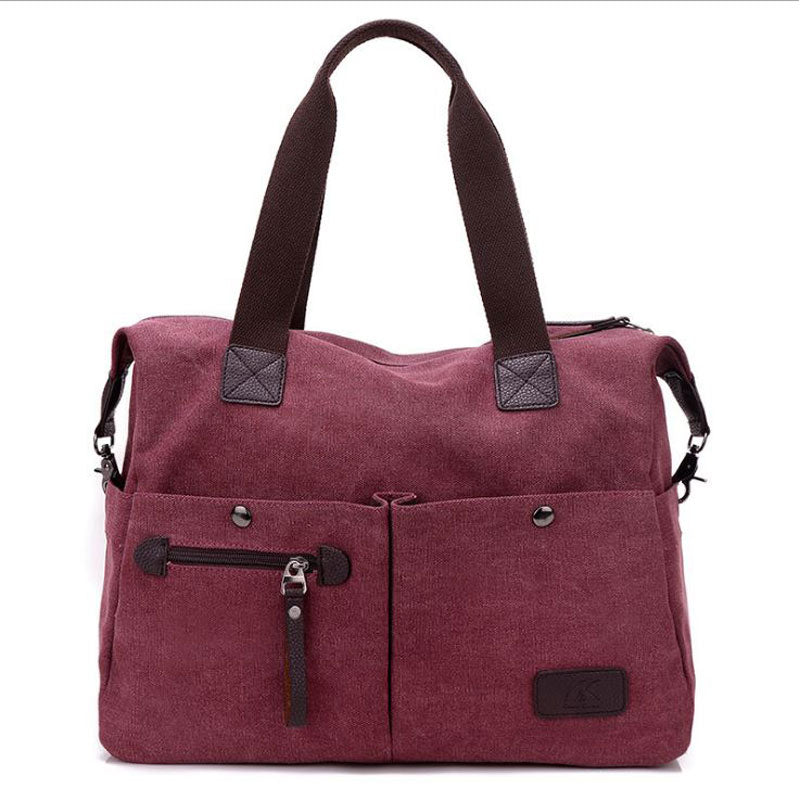 Unisex Canvas Multiple-pockets Shoulder Bag Handbags Travel Totes Purses