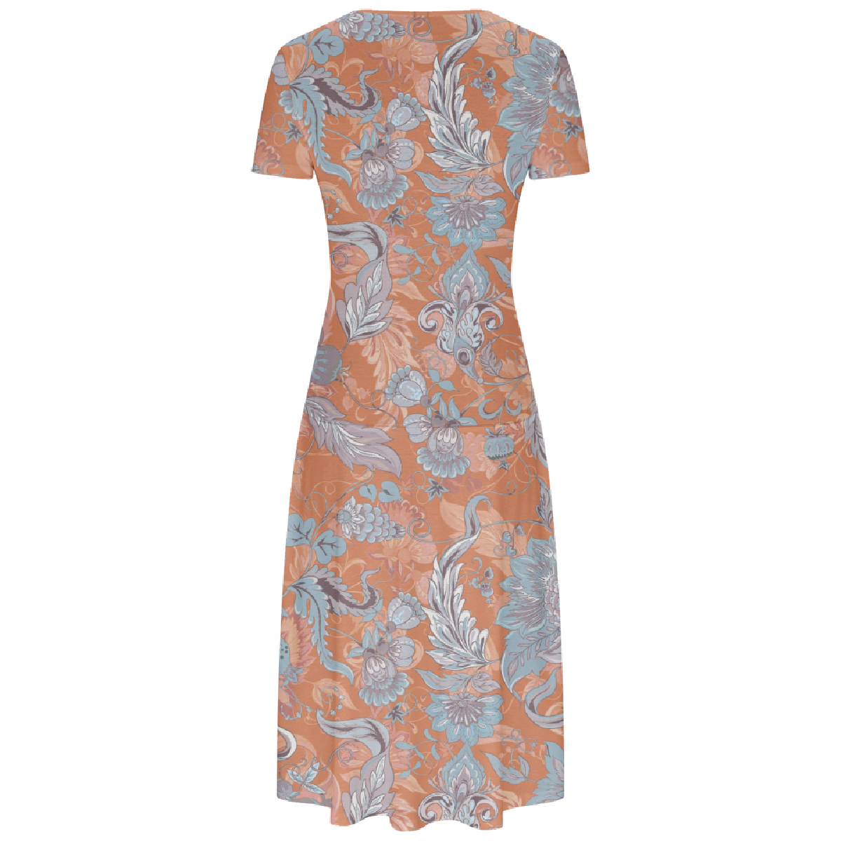 Women Floral Long Dress Bodycon V Neck Short Sleeve Allover Print