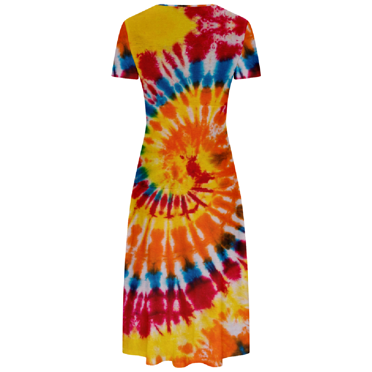 Women Tie Dye Bodycon Long Dress Short Sleeve V-Neckline Dress