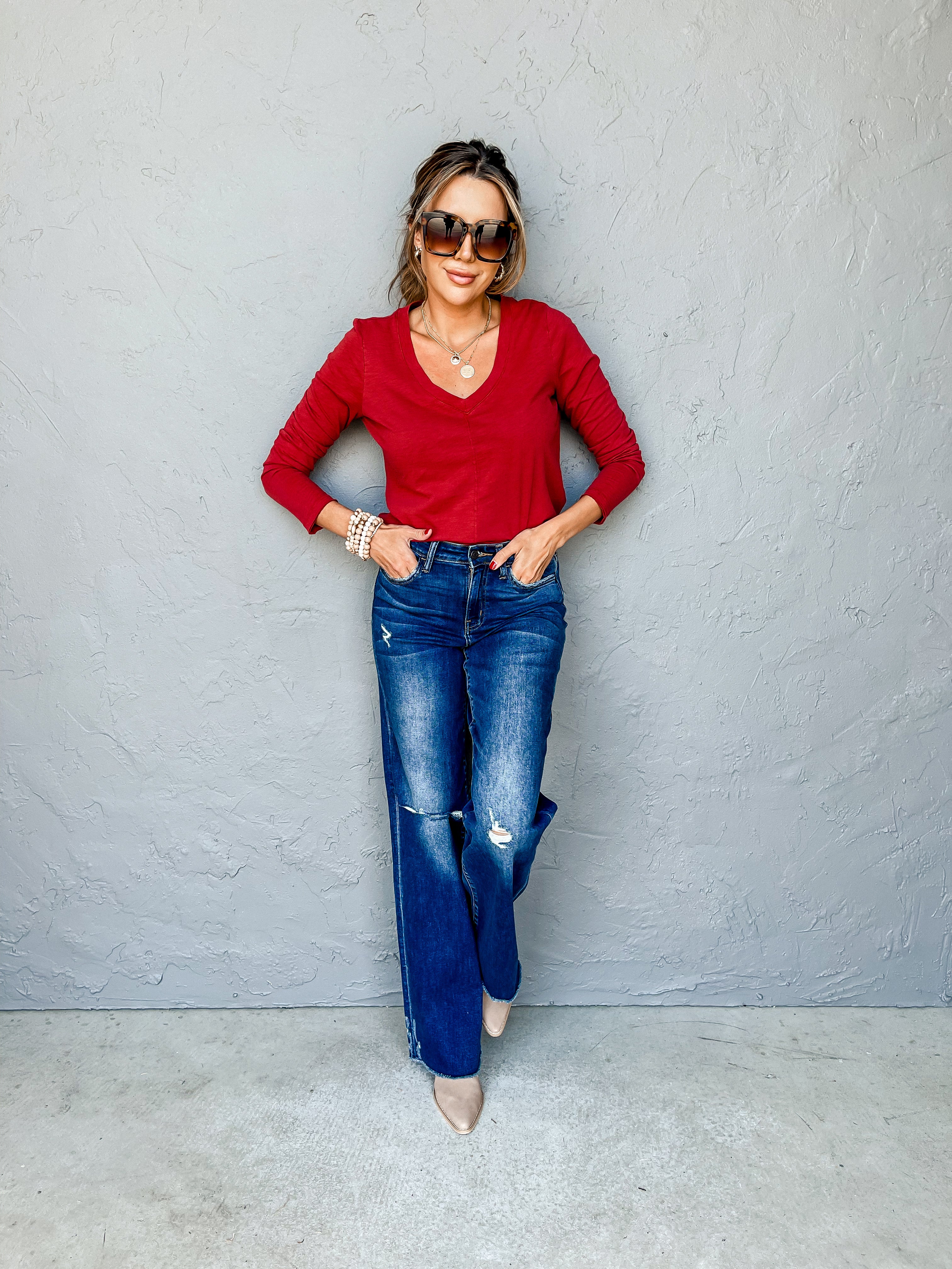 [Z Supply] Dream Slub Long Sleeve Tee-Ruby