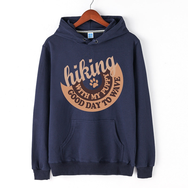 Outdoor Hiking Letter Print Hoodie Cotton Costume Hooded Sweater for Men