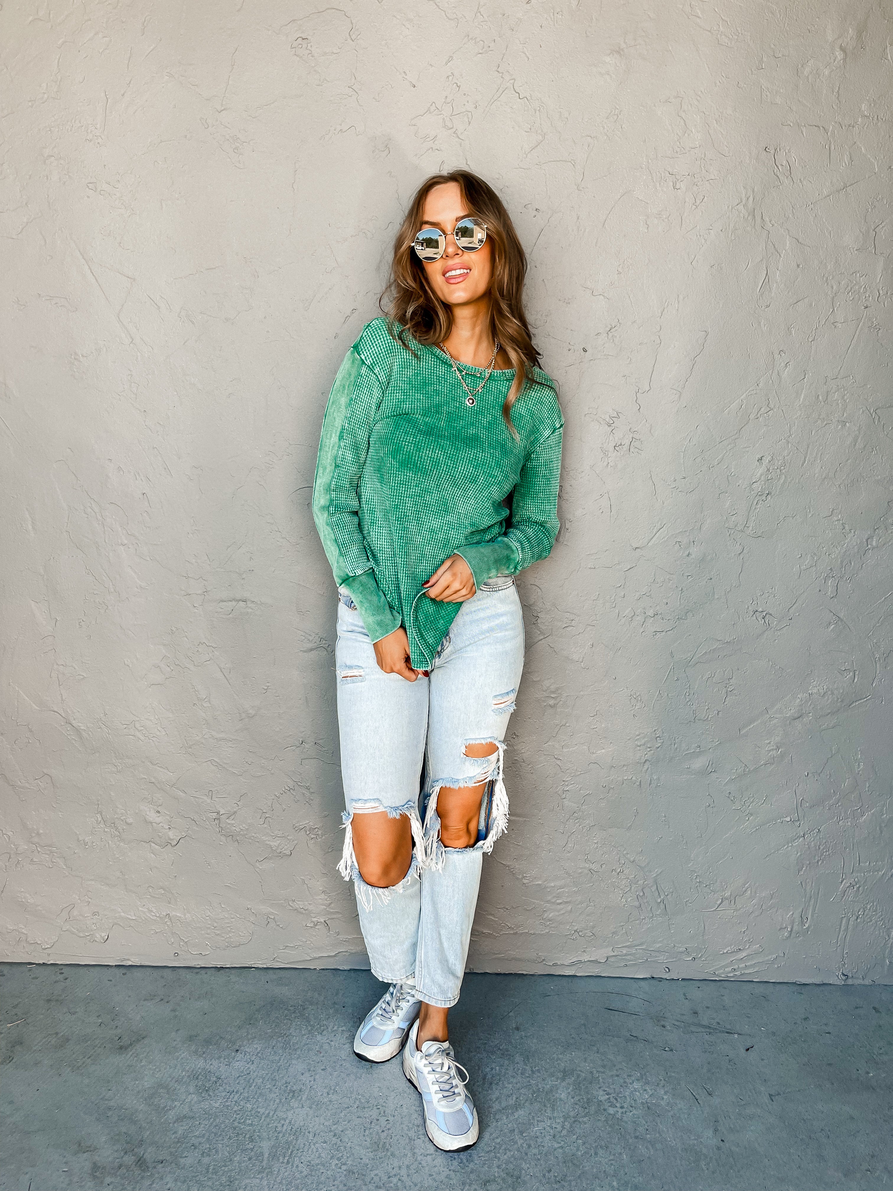 My Everything Baby Waffle Top-Green