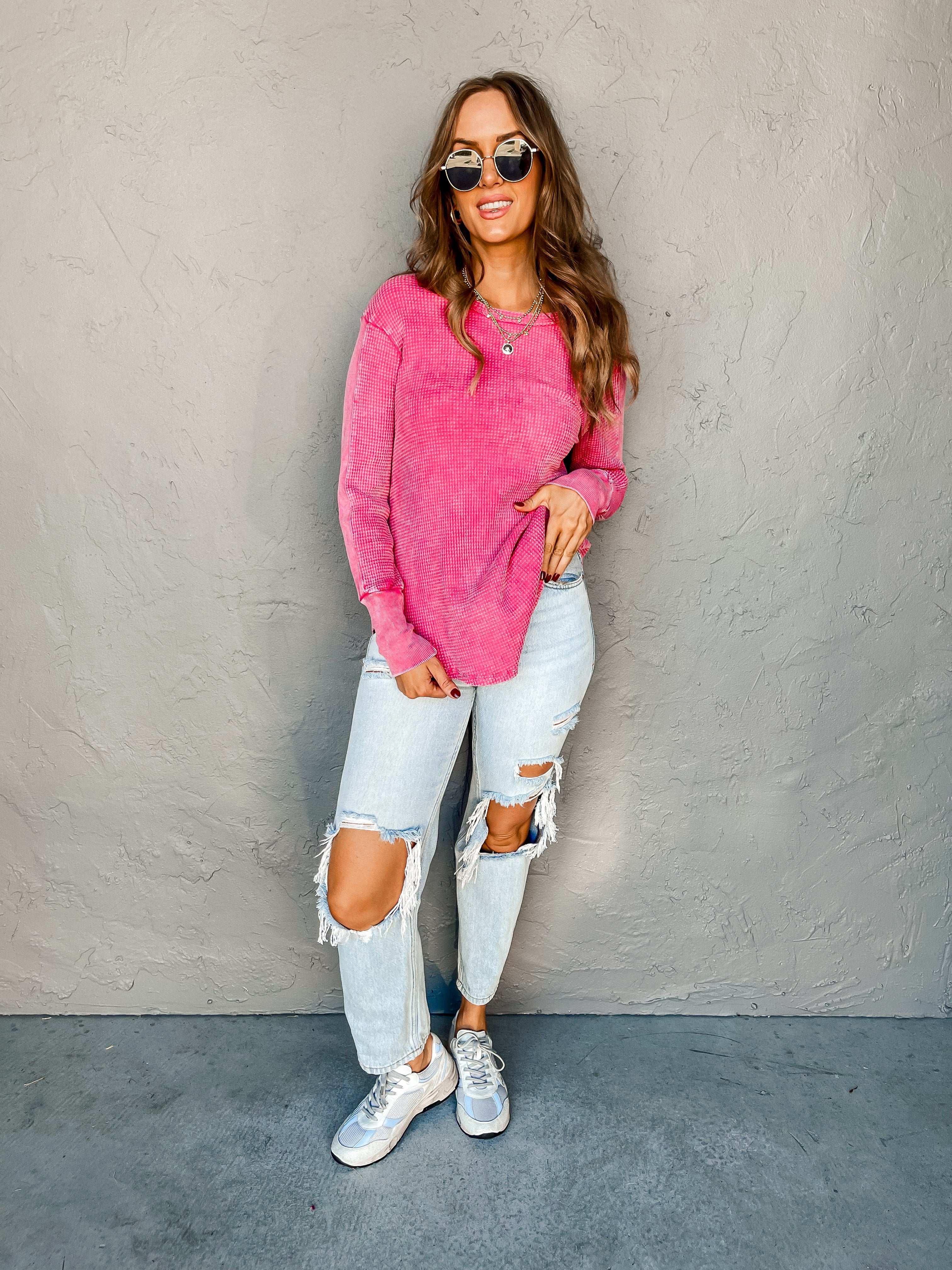 My Everything Baby Waffle Top-Pink