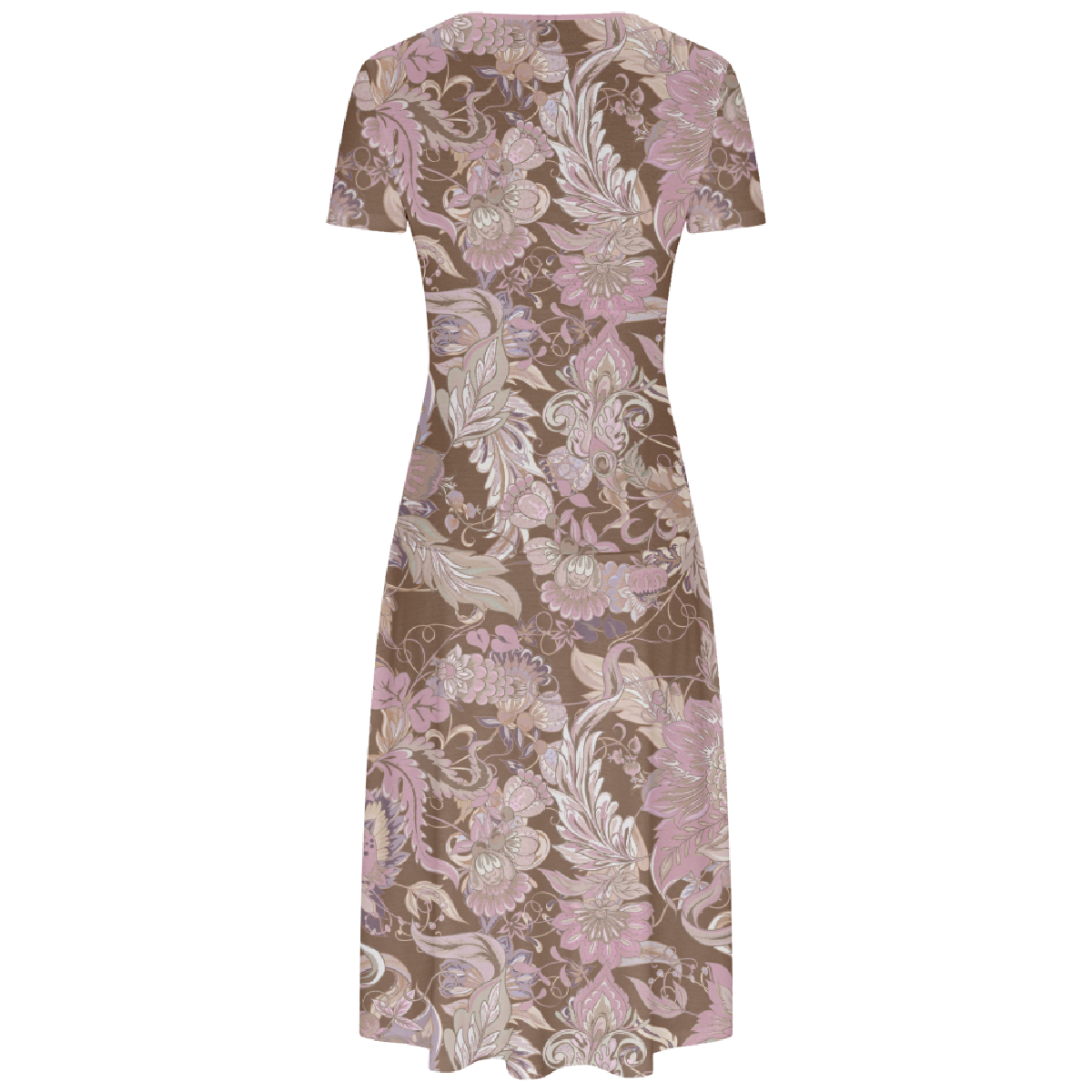 Women Floral Long Dress Bodycon V Neck Short Sleeve Allover Print