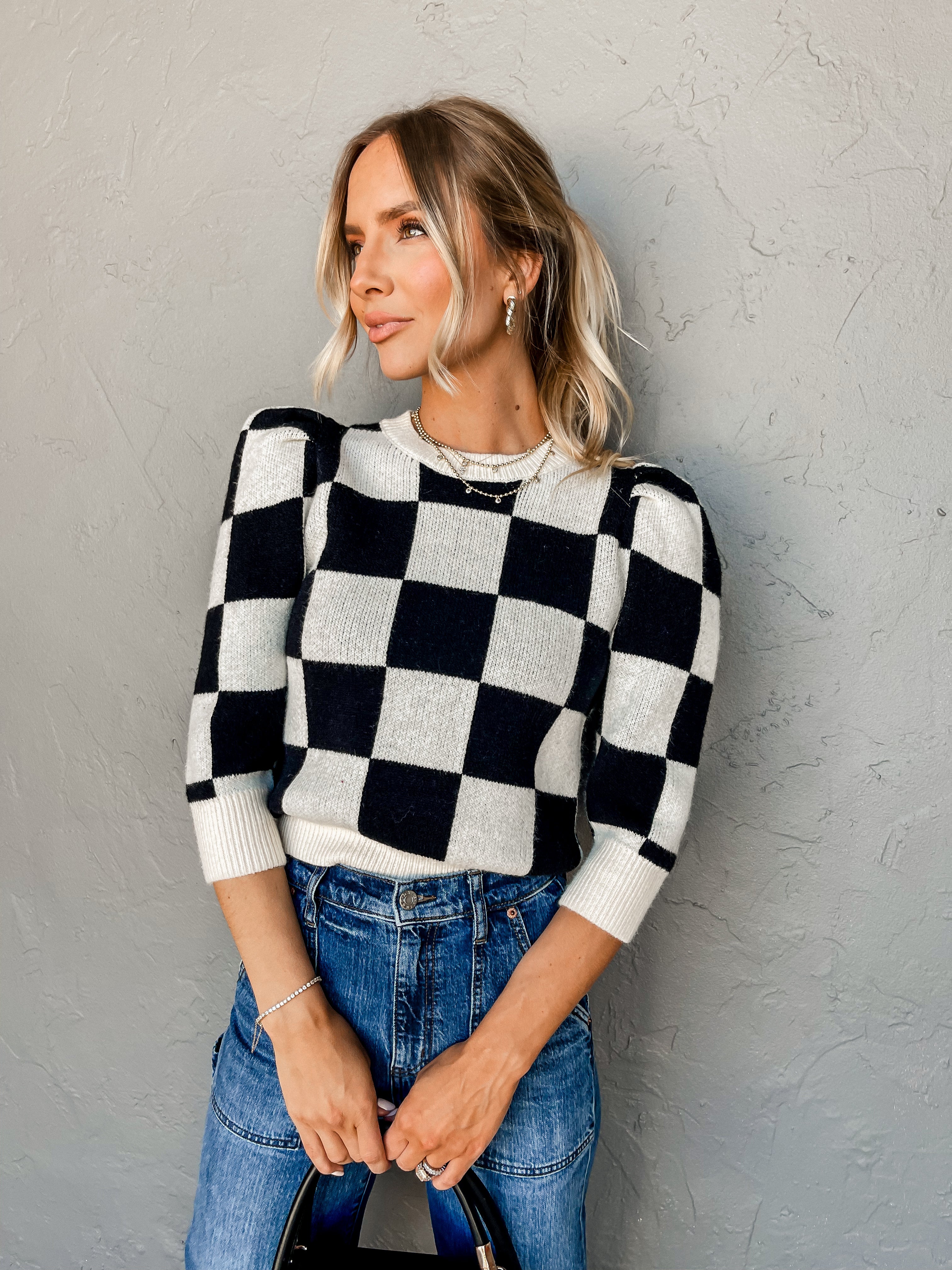 The Space Between Checkered Sweater