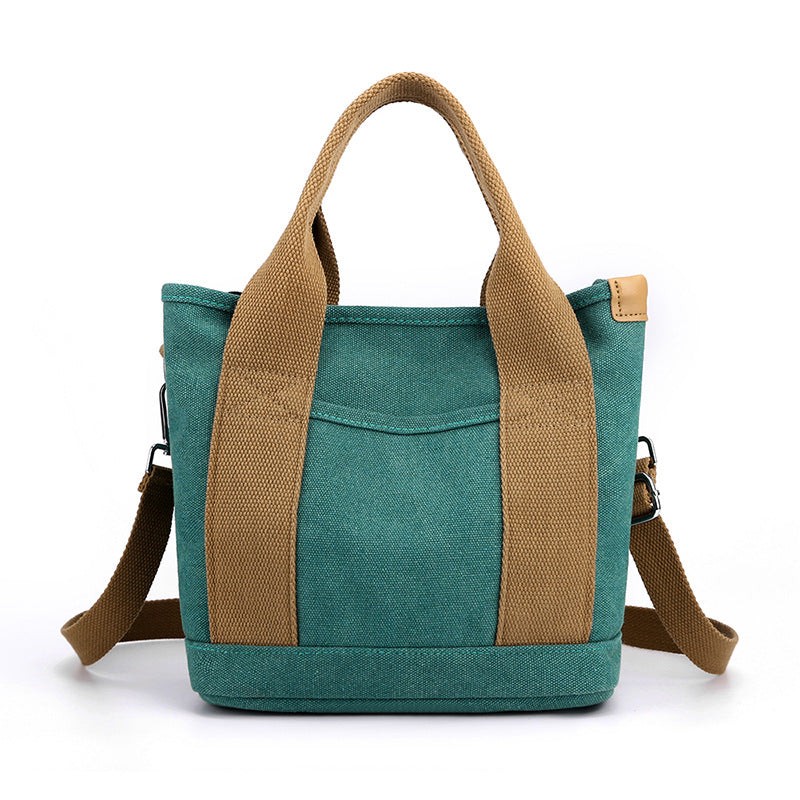 Women Cross Body Canvas Bag Zipper Close Multiple Functions