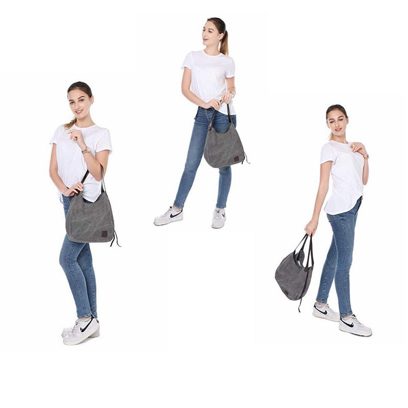Canvas Hobo Bag Top Handle Handbag Travel Bag Shopping Bag for Women