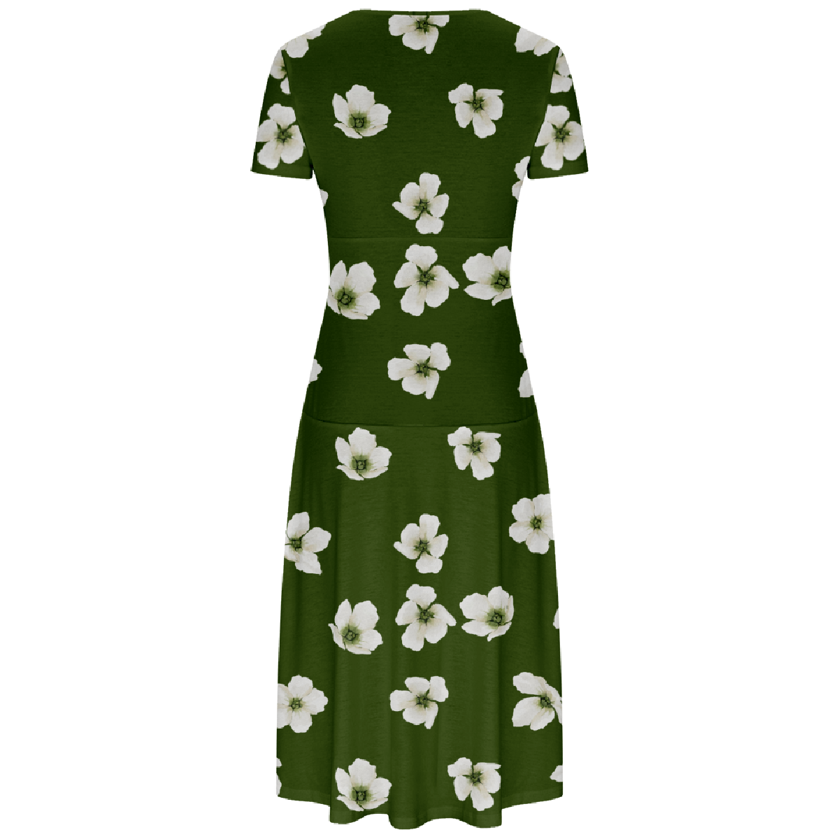 Wild Flower Floral Pattern Print Dress Bodycon Short Sleeve Asymmetrical V-Neckline Slim Waistline