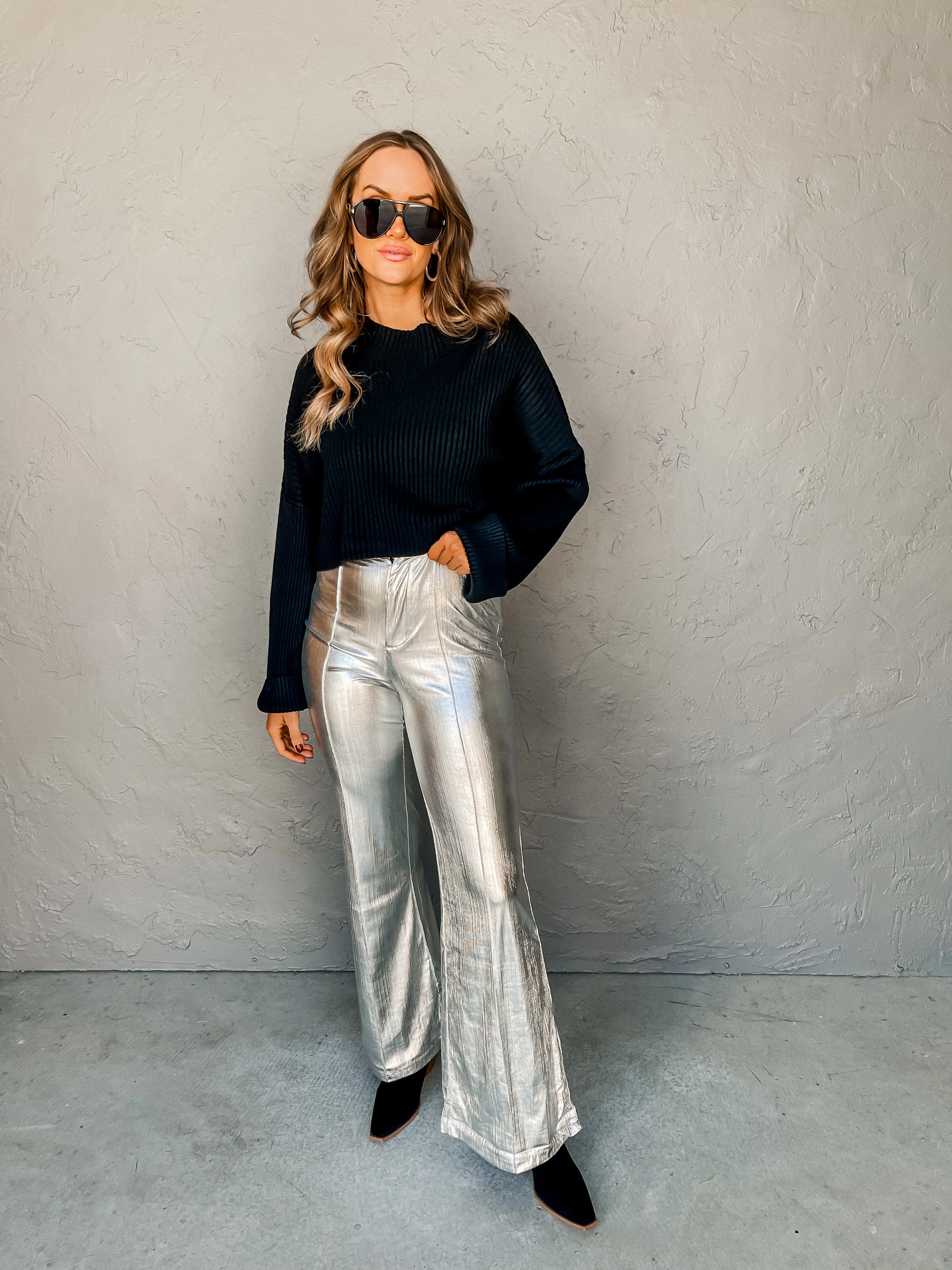 Timeless Ribbed Mock Neck Sweater-Black