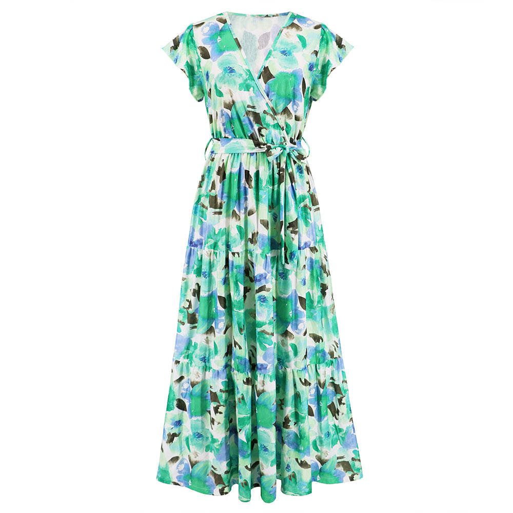 Women All Over Floral Print Layered Hem Dress