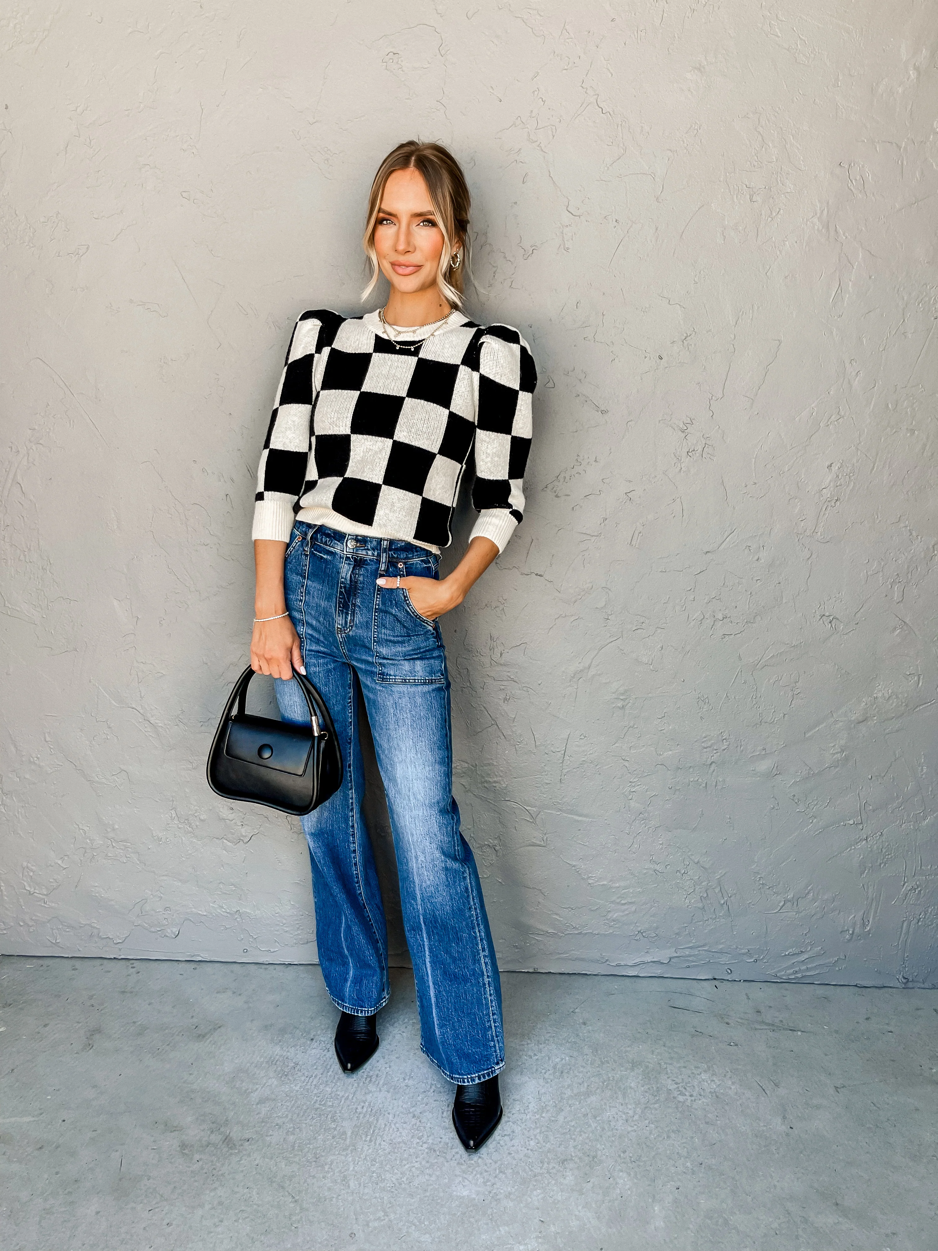 The Space Between Checkered Sweater