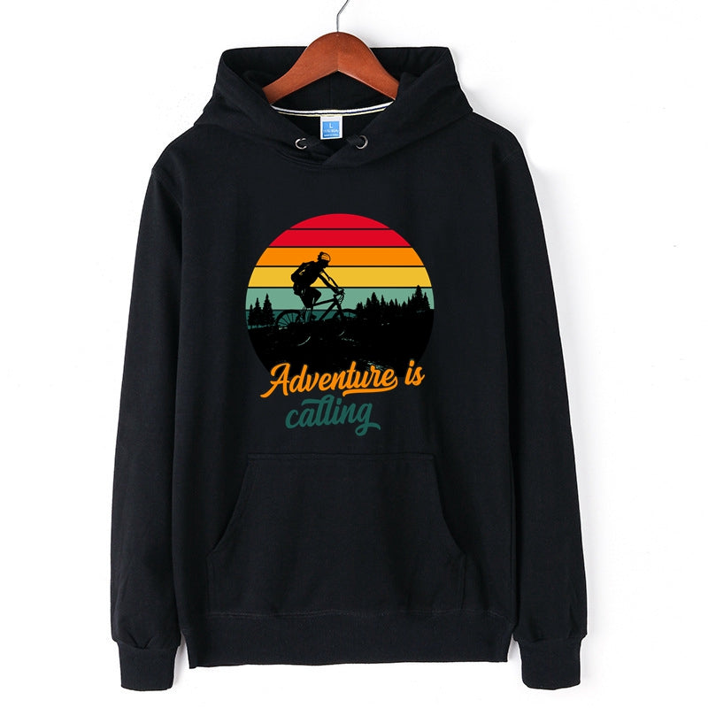 Cycling Hoodie Enjoy Riding Graphic Print  Pullover for Men
