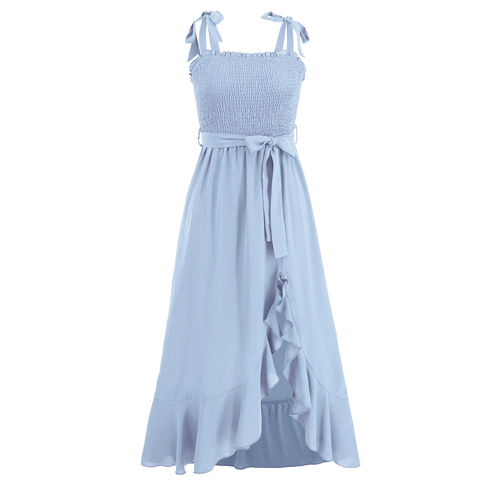 Women Sleeveless Asymmetrical Hem Dress High Waist