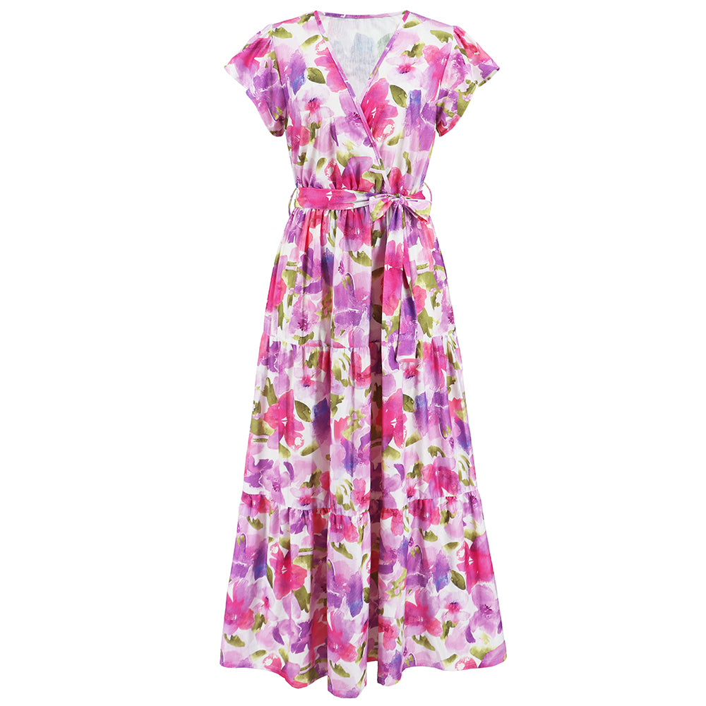 Women All Over Floral Print Layered Hem Dress