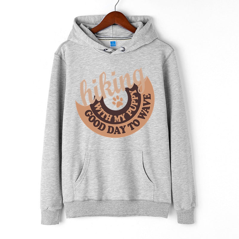 Outdoor Hiking Letter Print Hoodie Cotton Costume Hooded Sweater for Men