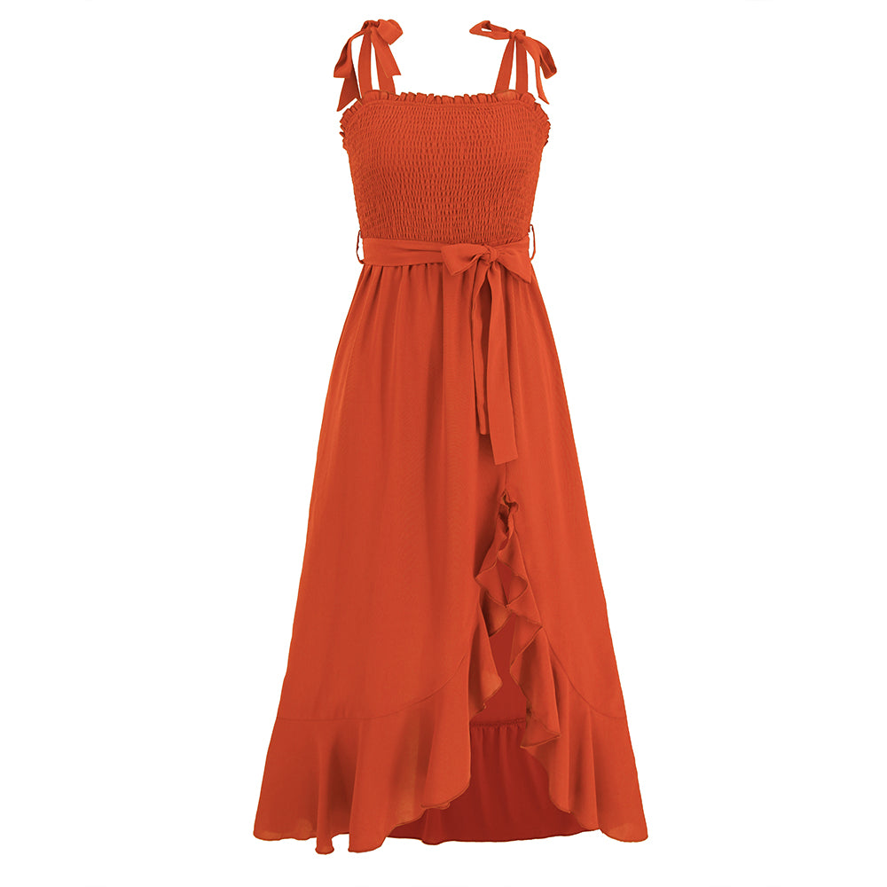 Women Sleeveless Asymmetrical Hem Dress High Waist