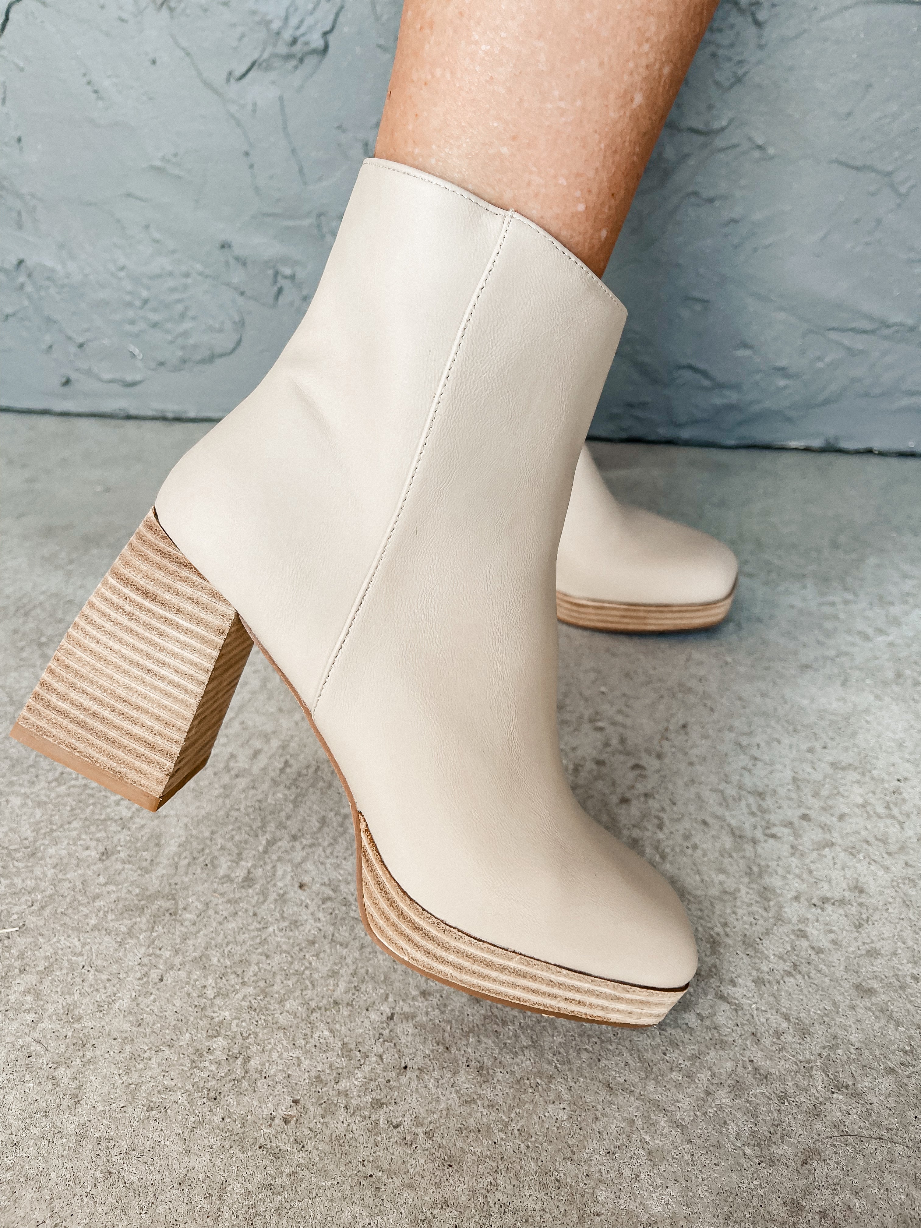 Shakira Platform Ankle Boot-Beige