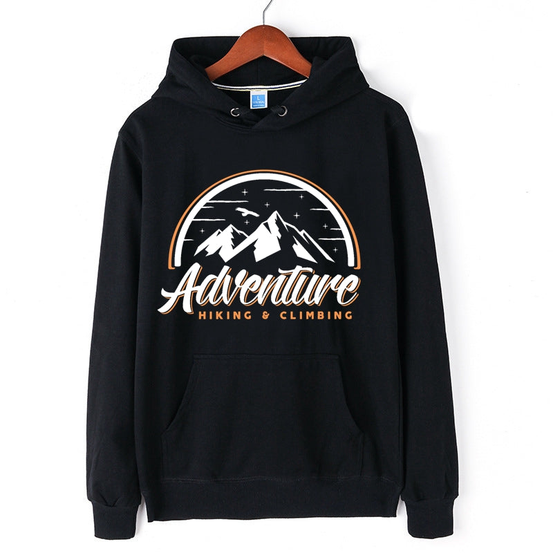 Adventure Classic Hoodie Hiking and Climbing Letter Print Pullover for Men