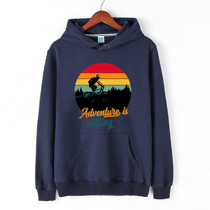 Cycling Hoodie Enjoy Riding Graphic Print  Pullover for Men