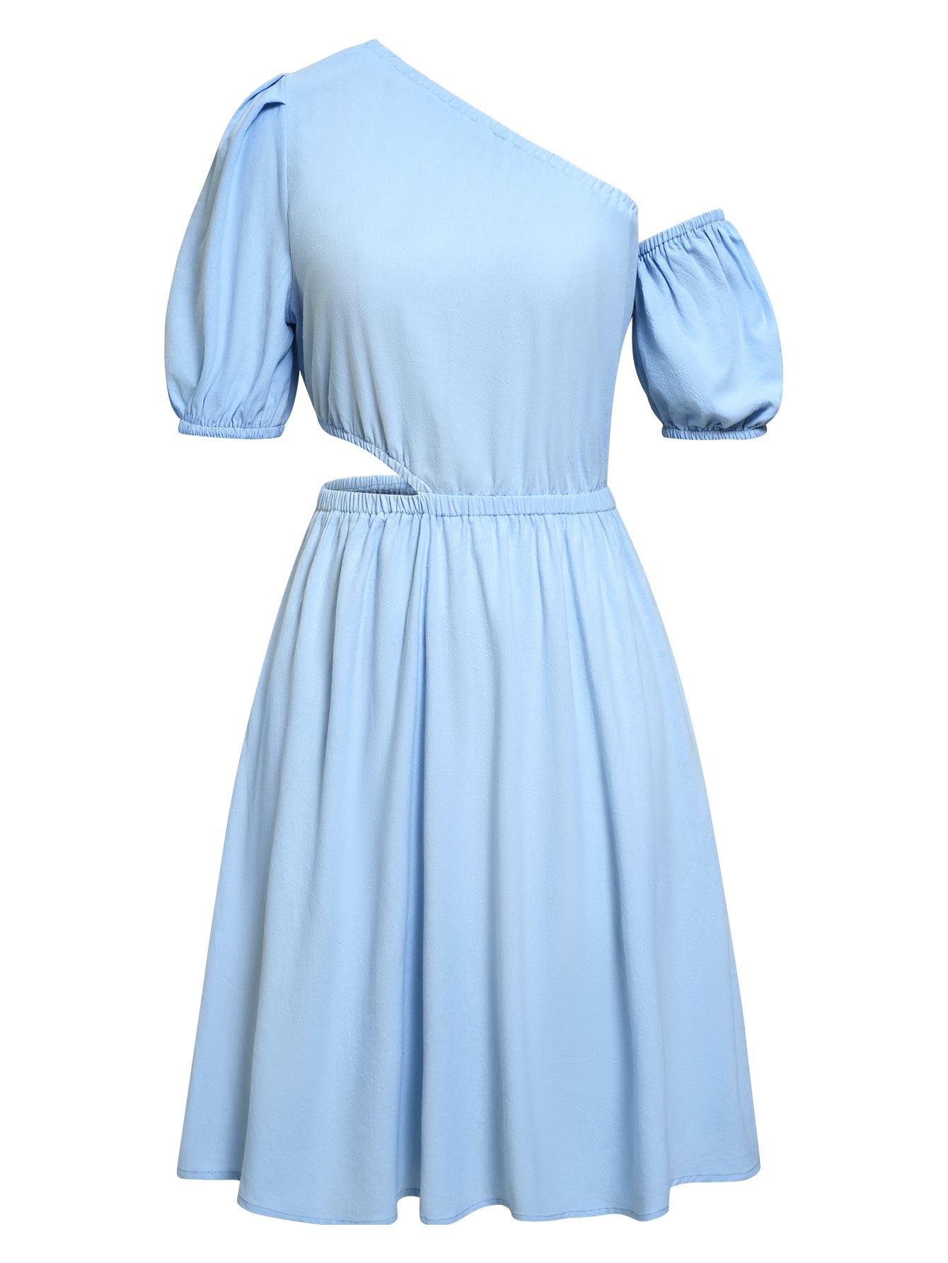 Women Asymmetrical Off Shoulder Cut-Out Dress Short Sleeves