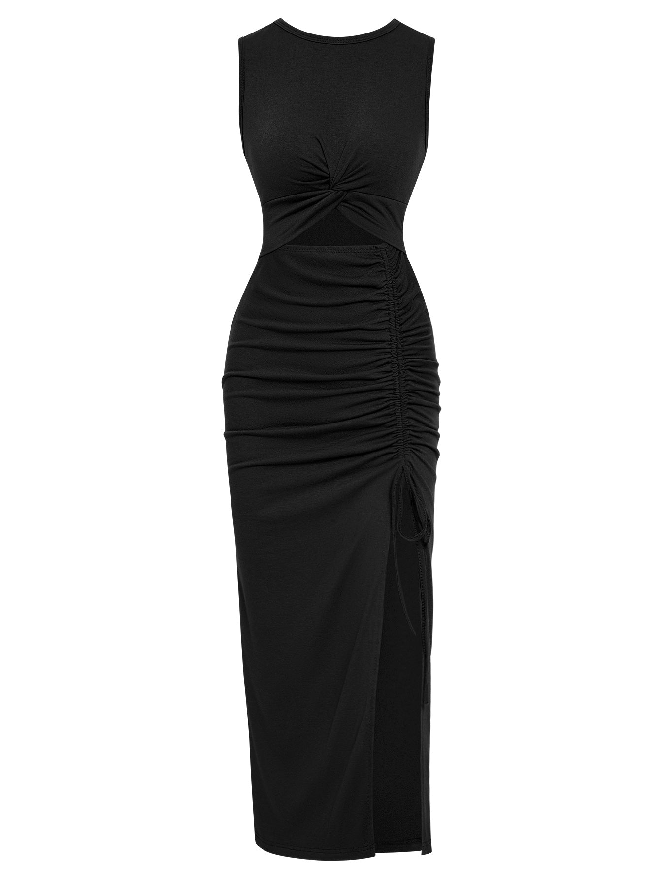 Women Cut-out Slit Maxi Dress Split Thigh Bodycon Long Dress