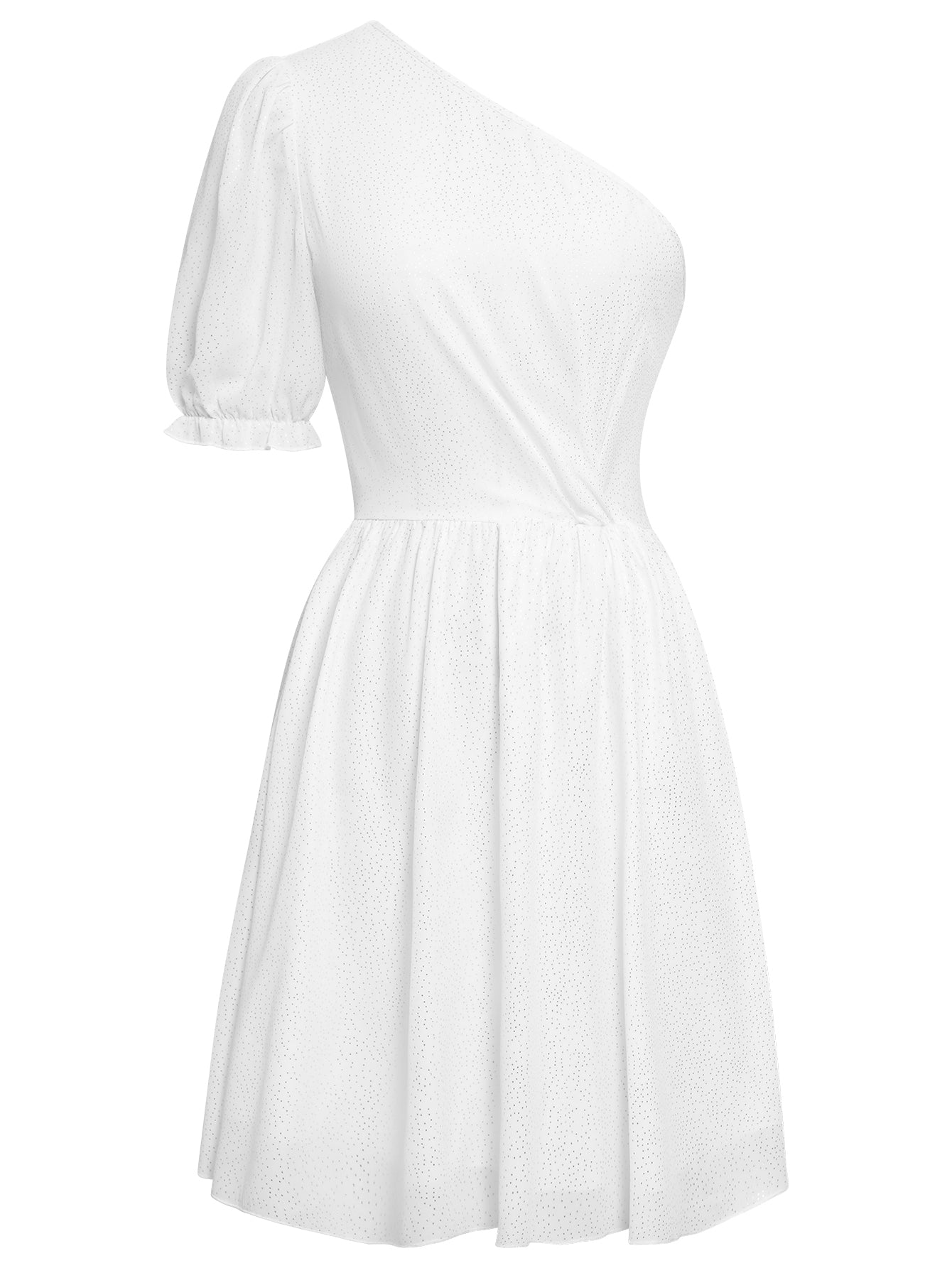 Women One-Shoulder Puff Sleeve A-Line Mini Dress