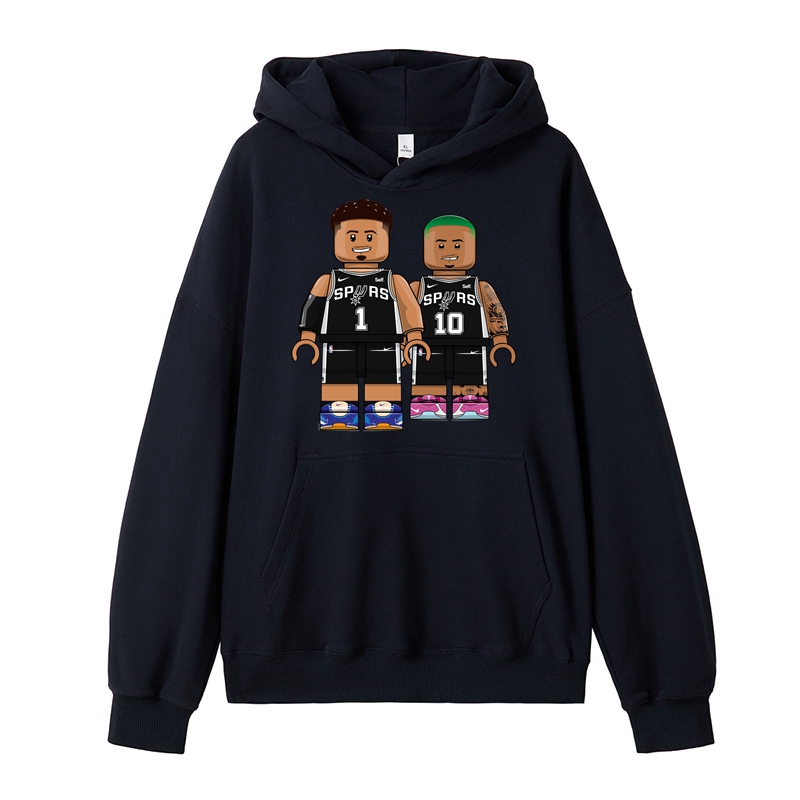 Basketball Hoodie San Antonio Basketball Team Cotton Made Regular Fit Kangaroo Pouch Pocket