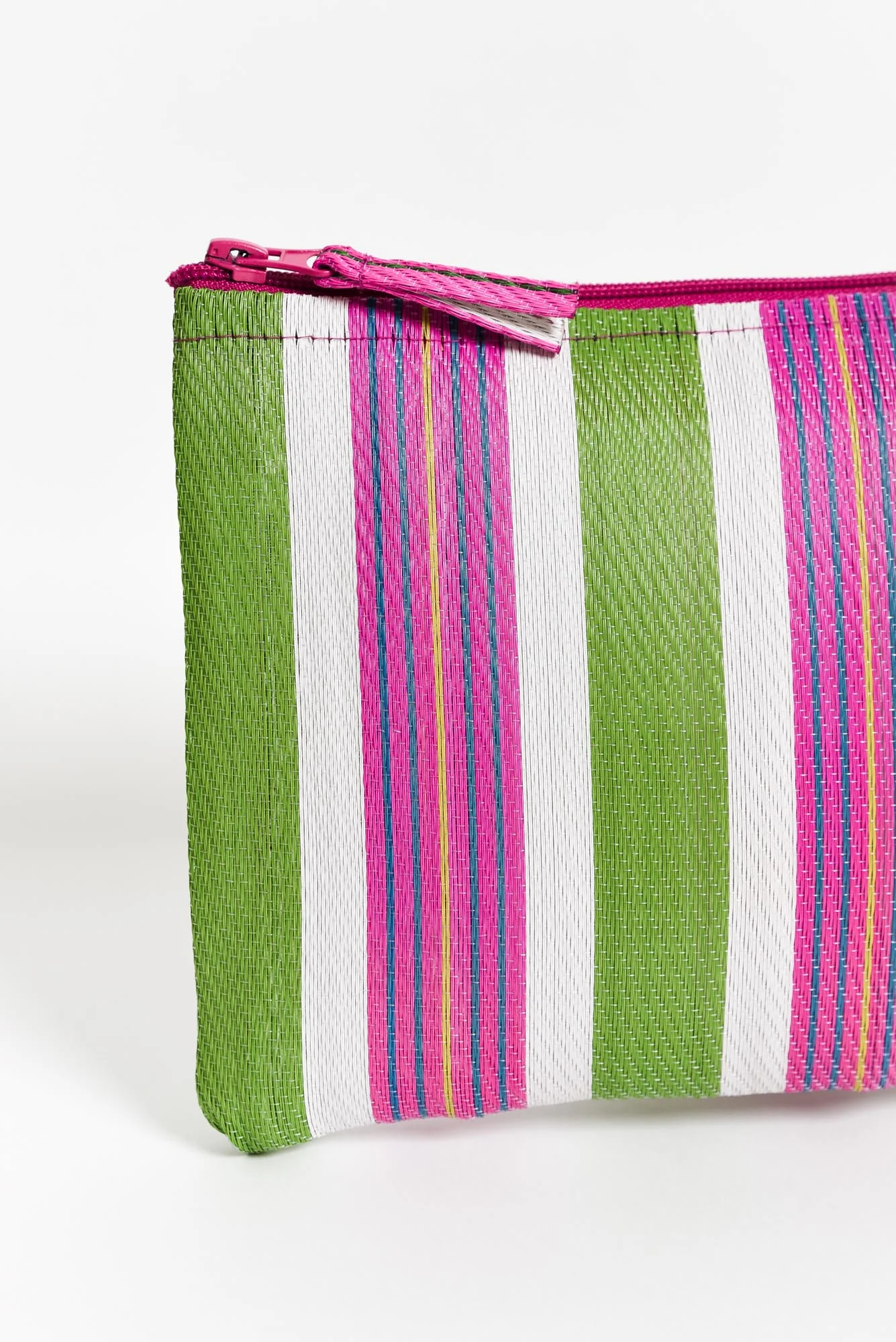 Leeca Green Stripe Zip Pouch
