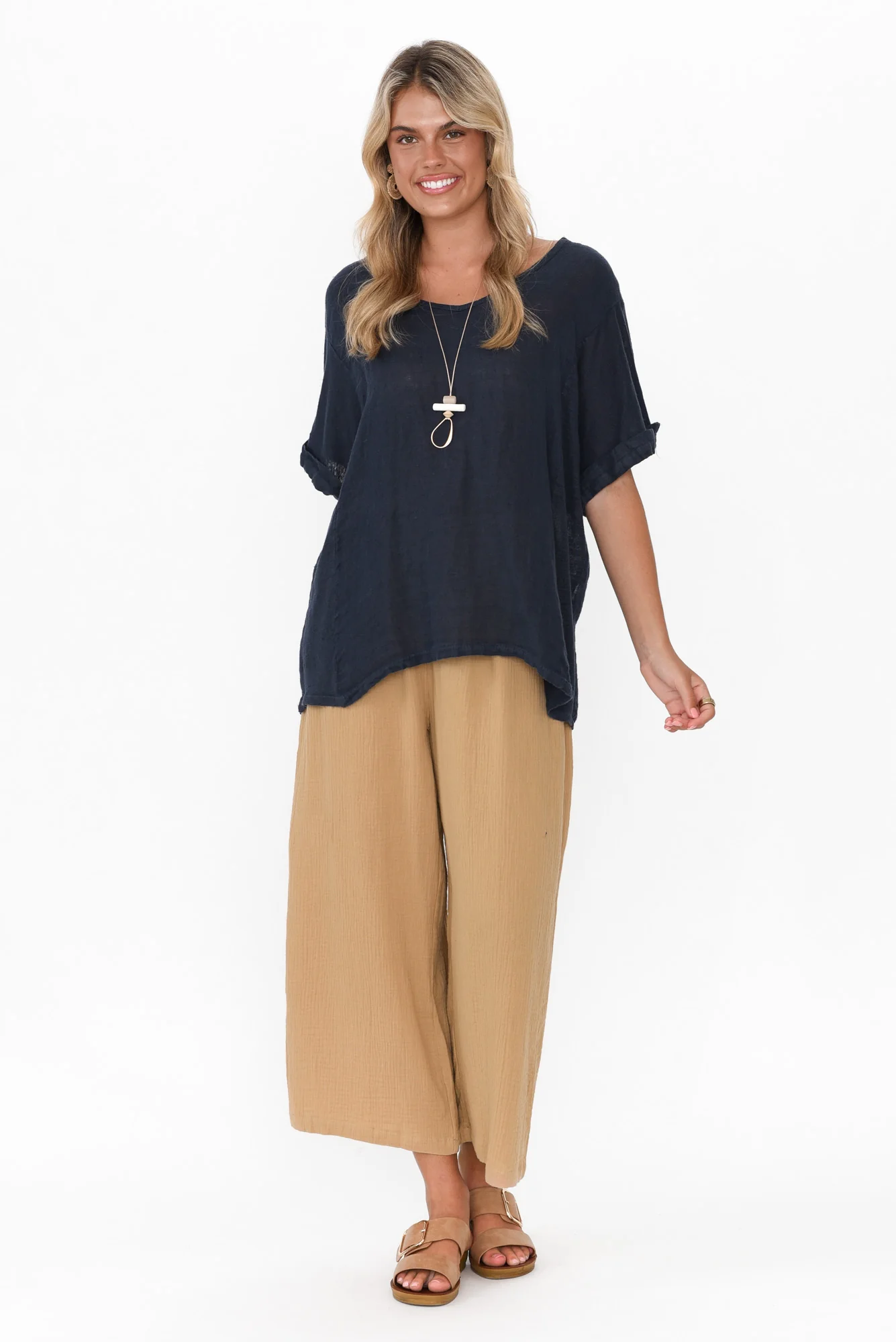 Indila Camel Cotton Pants