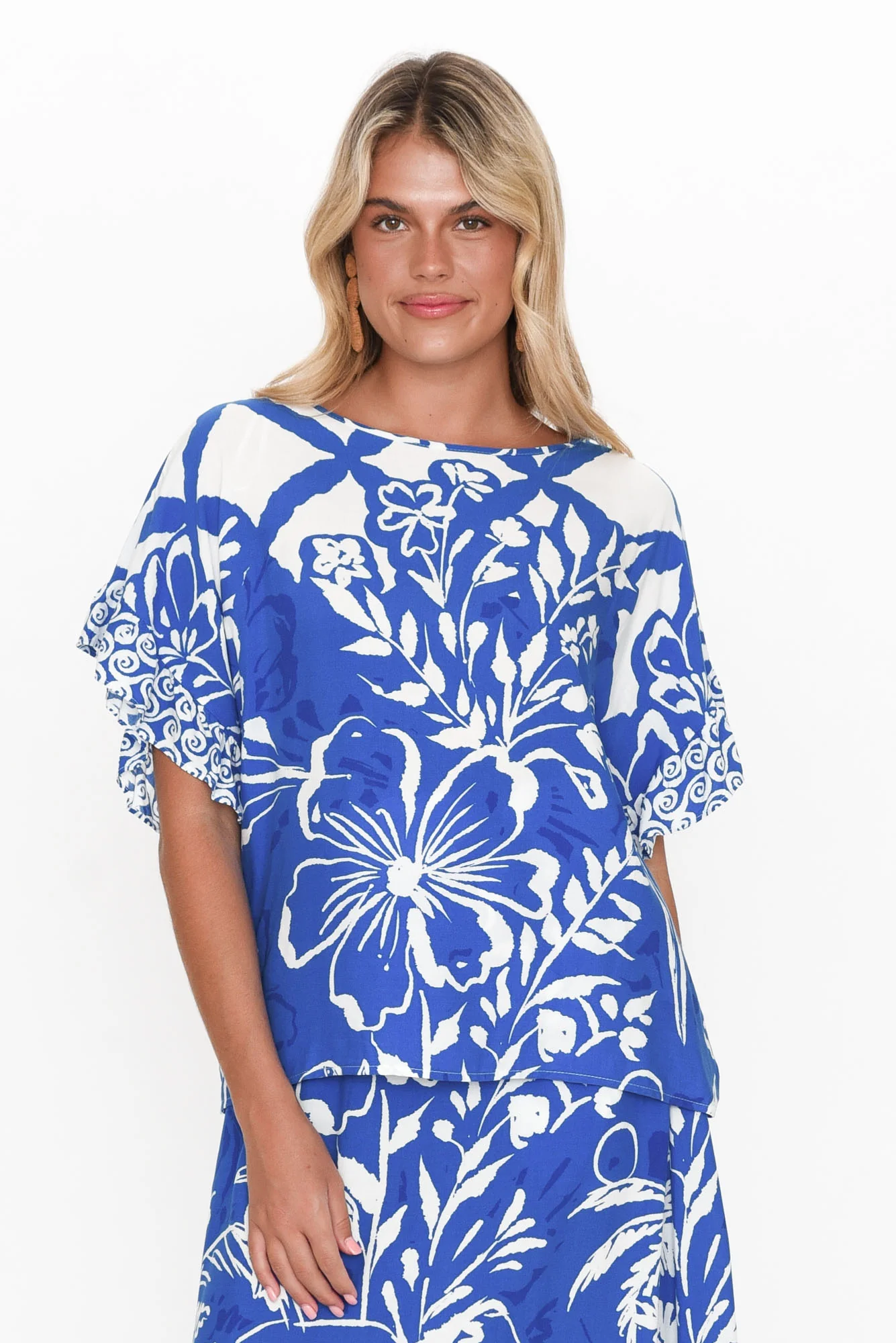 Colter Cobalt Tropical Frill Top