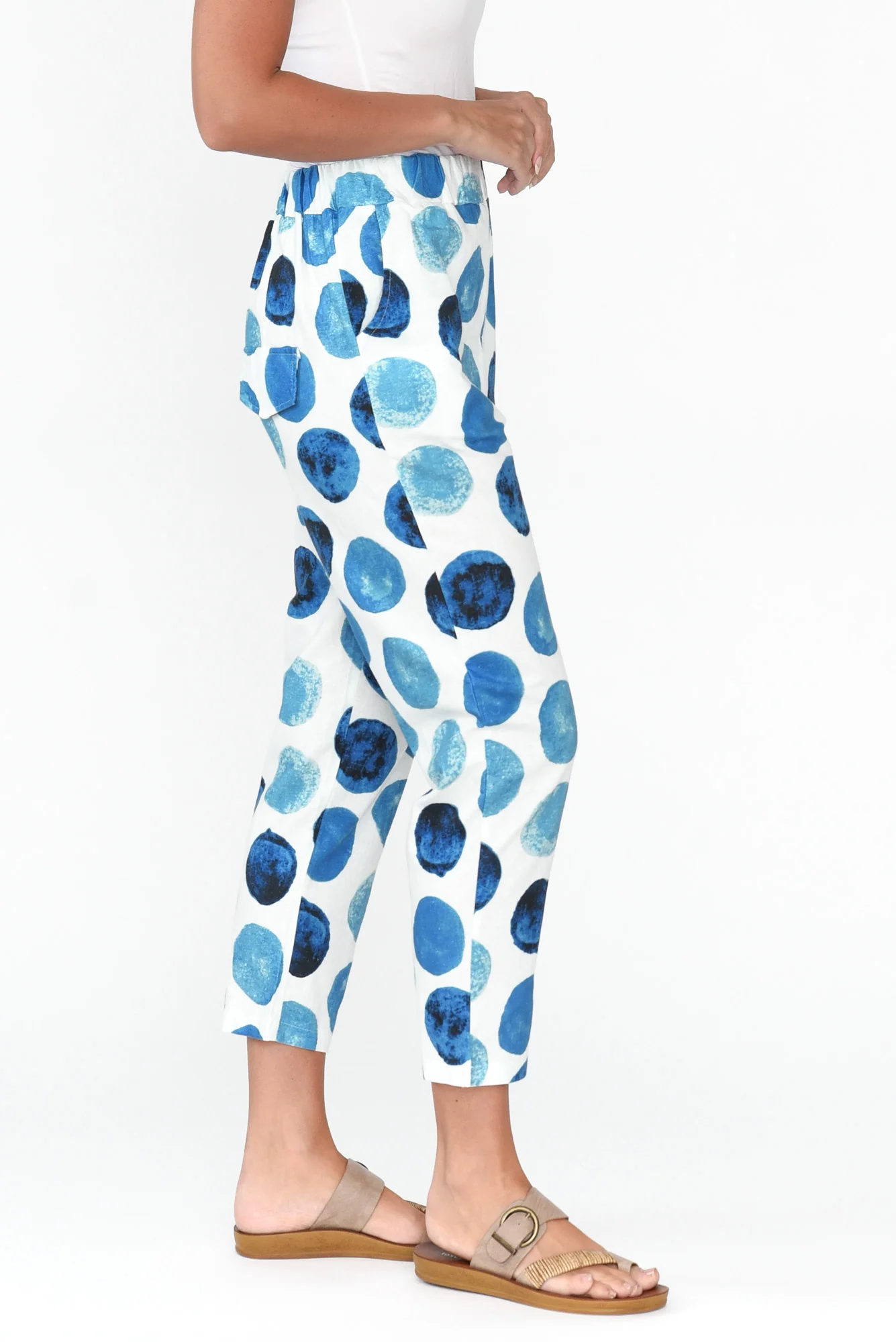 Jacqui Blue Spot Linen Pants