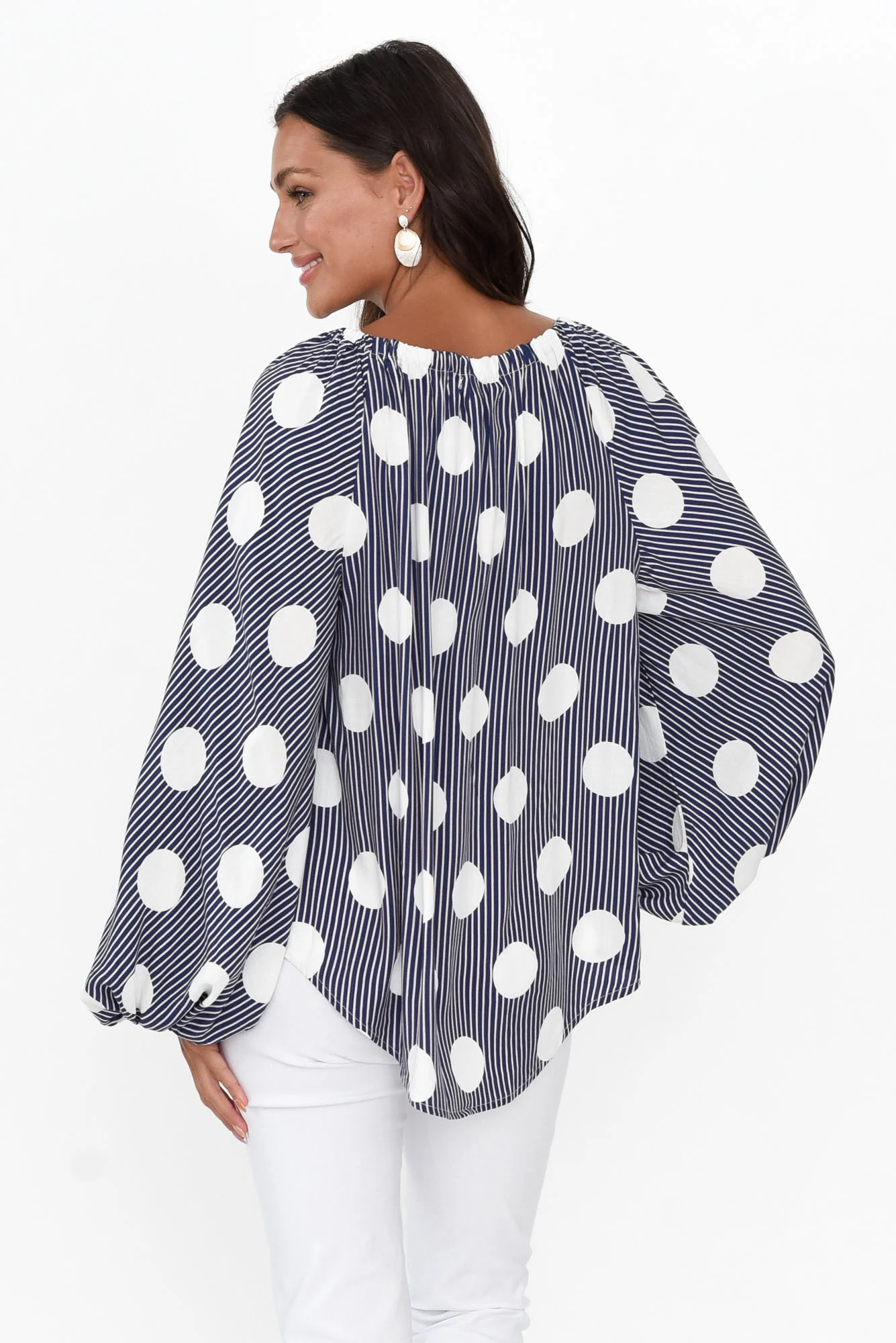 Mika White Spot Tie Top