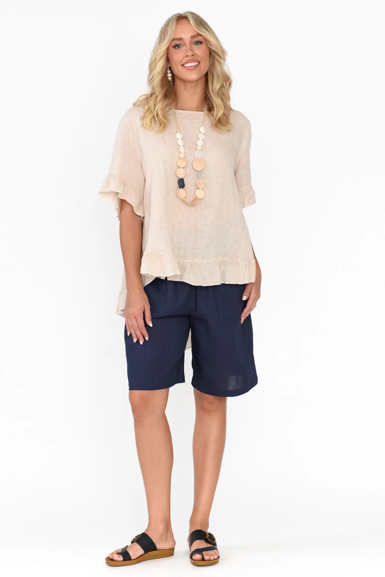 Lee Navy Linen Blend Bermuda Shorts