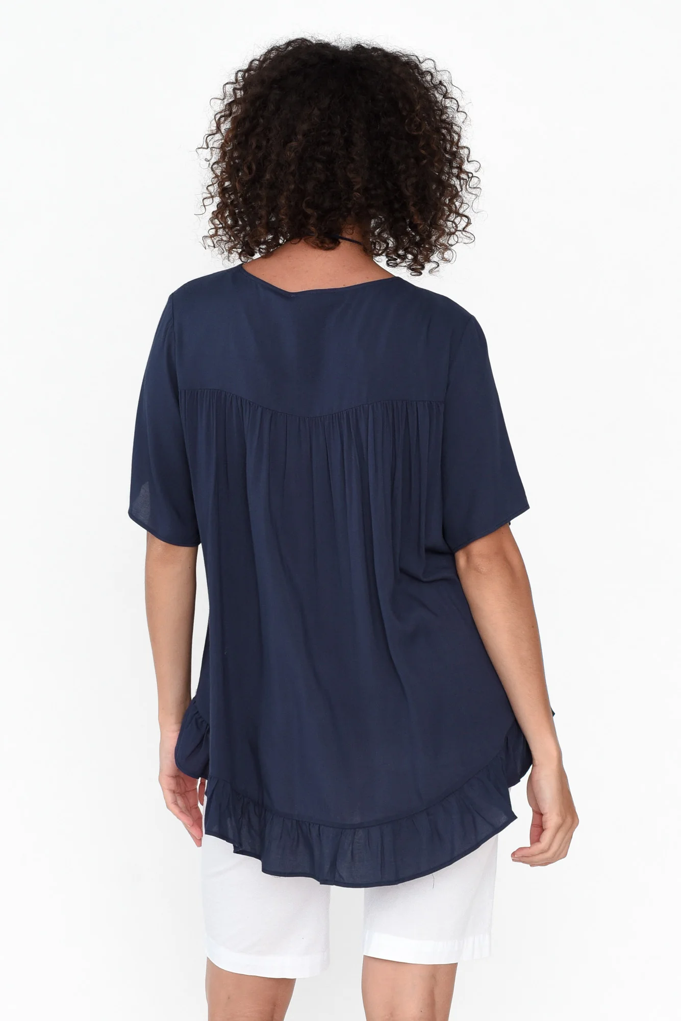 Cheryl Navy Frill Top