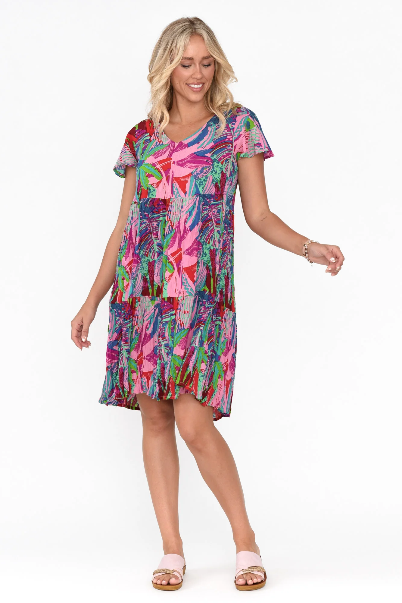 Azalea Blue Rainforest Crinkle Dress