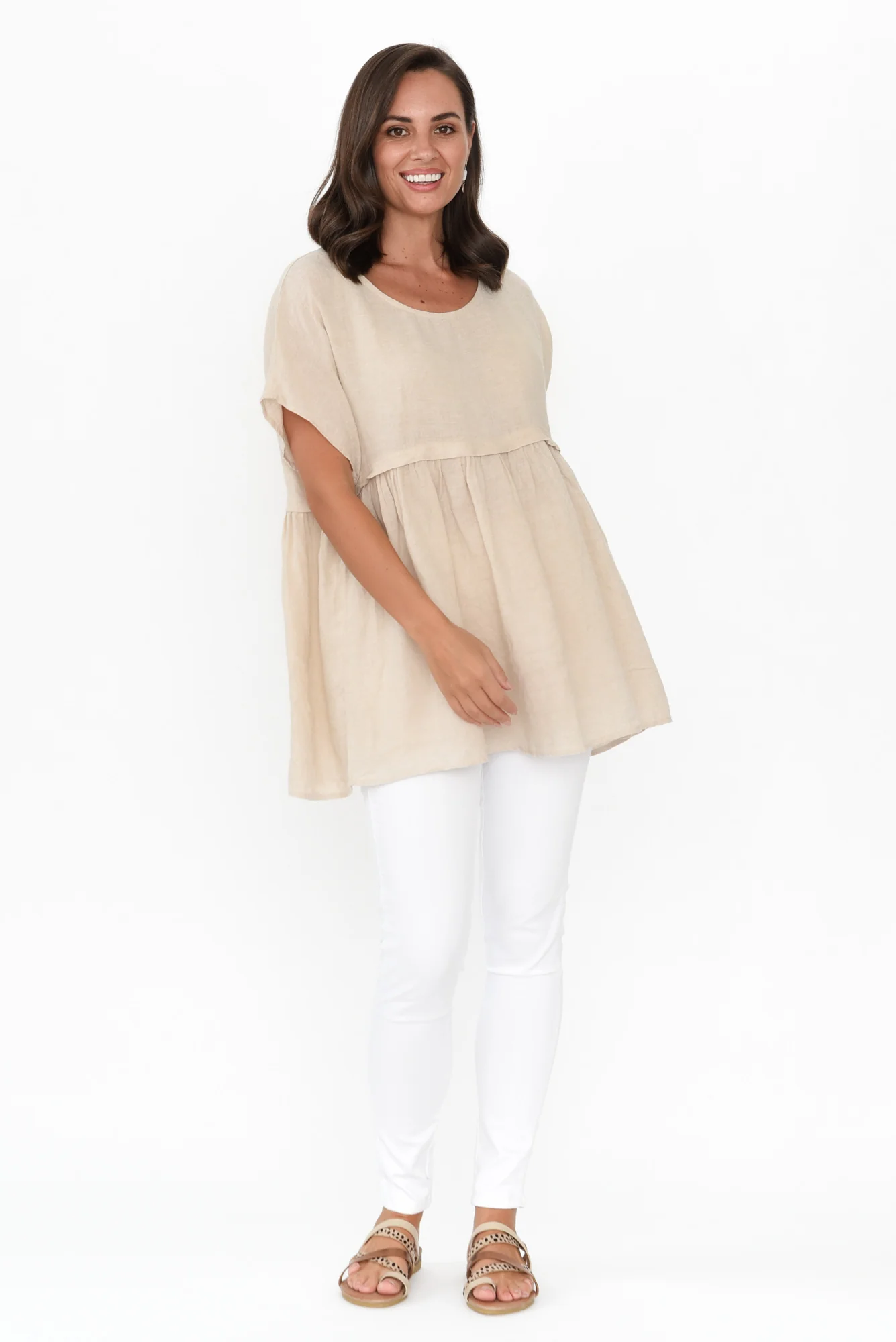Elden Beige Linen Top