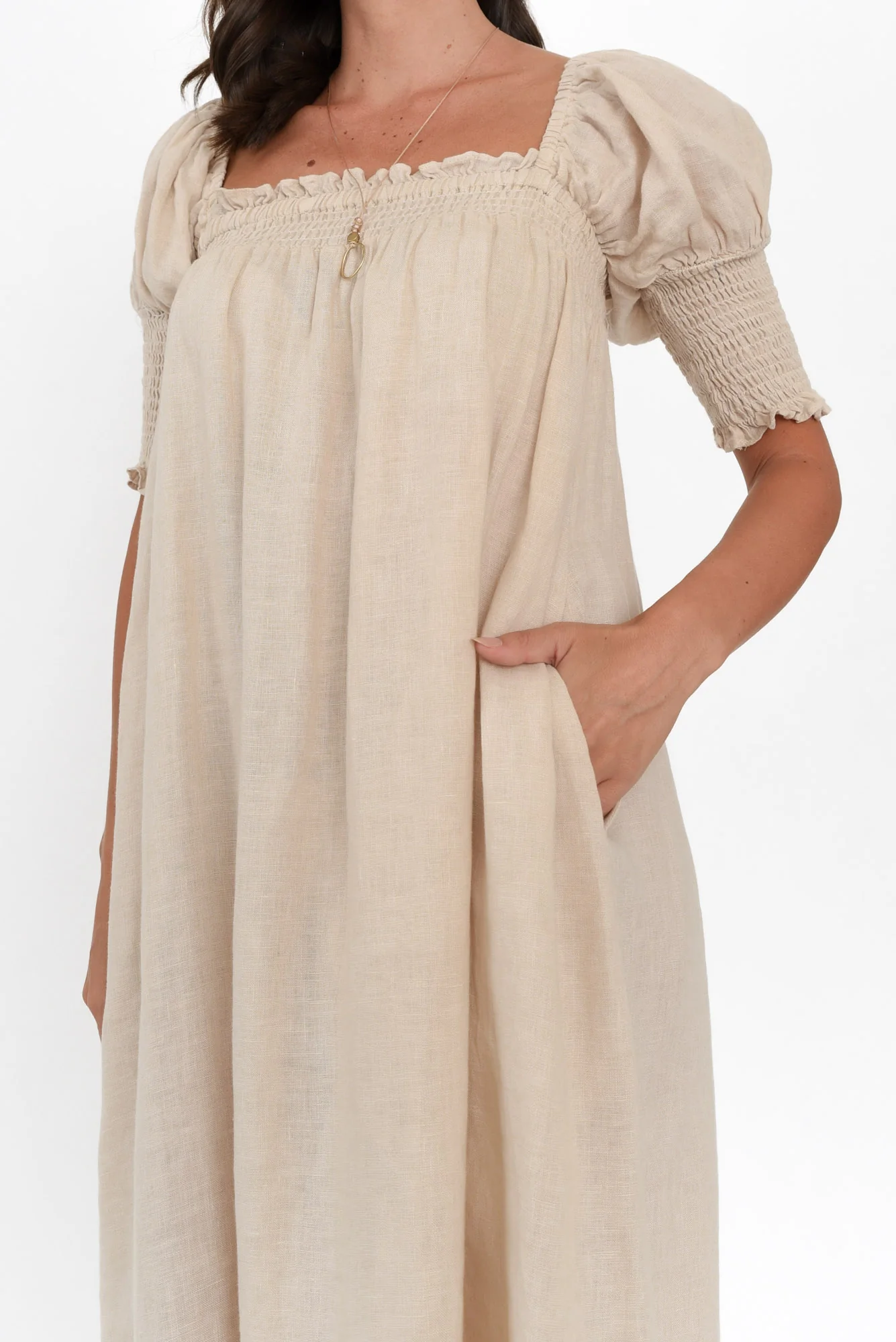 Bethania Beige Linen Dress