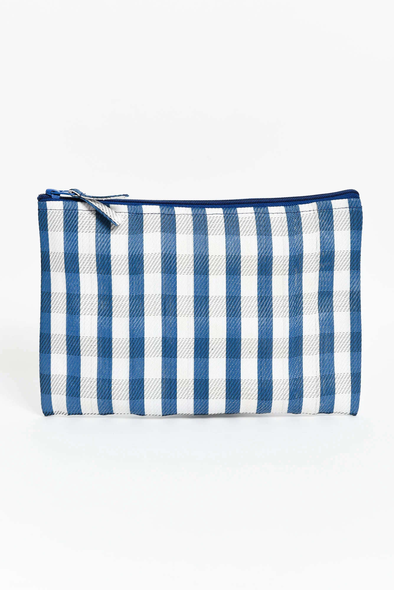 Leeca Blue Check Zip Pouch