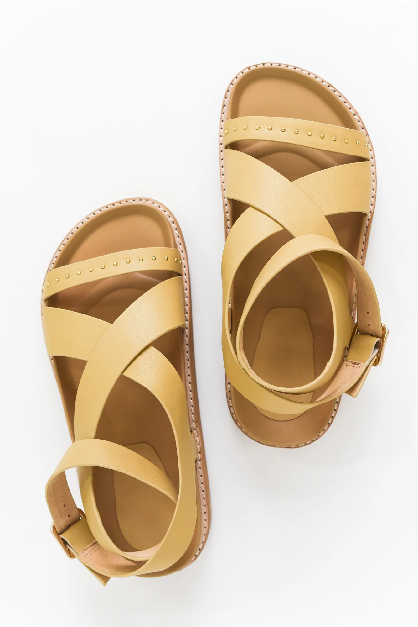 Pilar Sand Leather Crossover Sandal