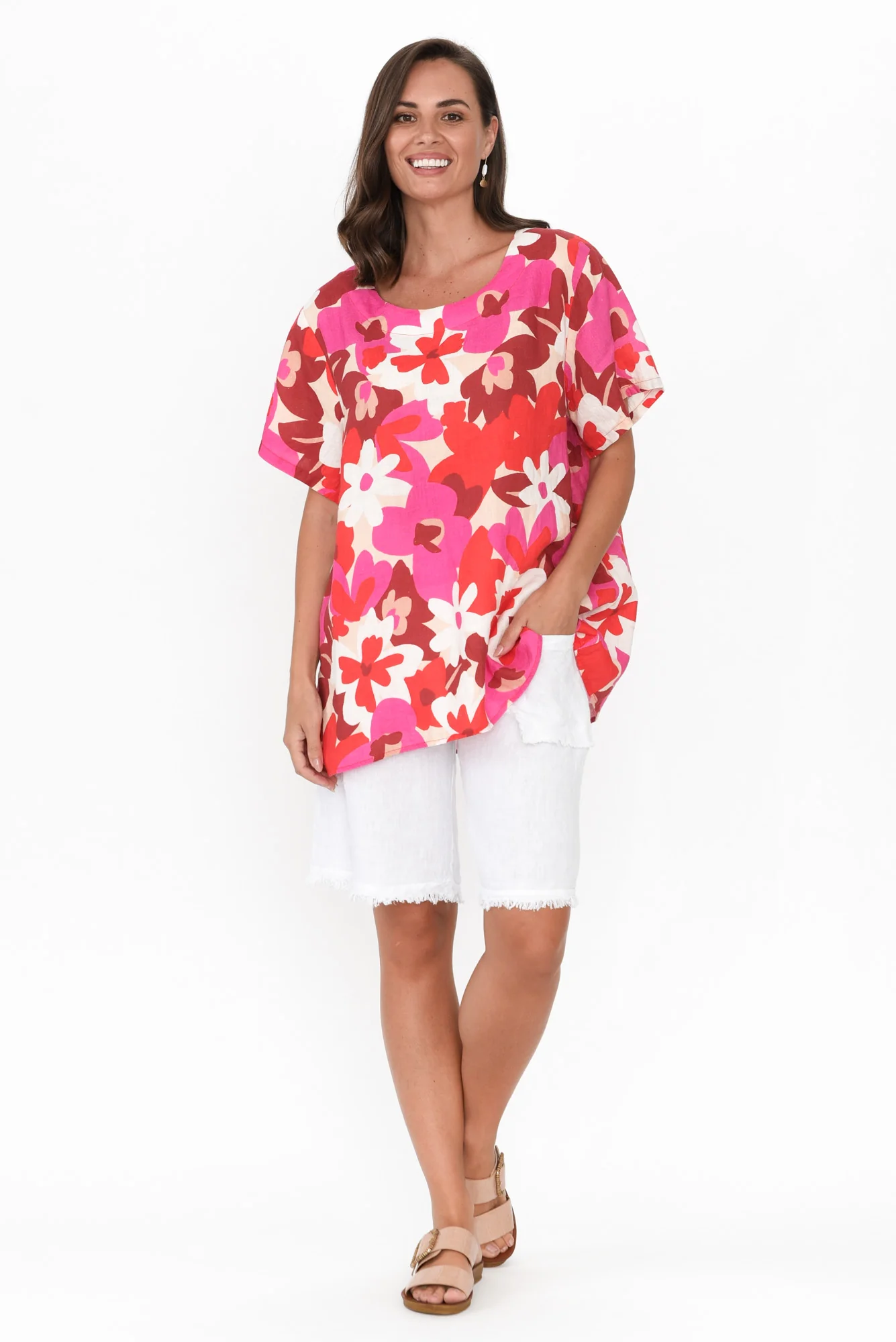 Lorelei Red Floral Linen Top
