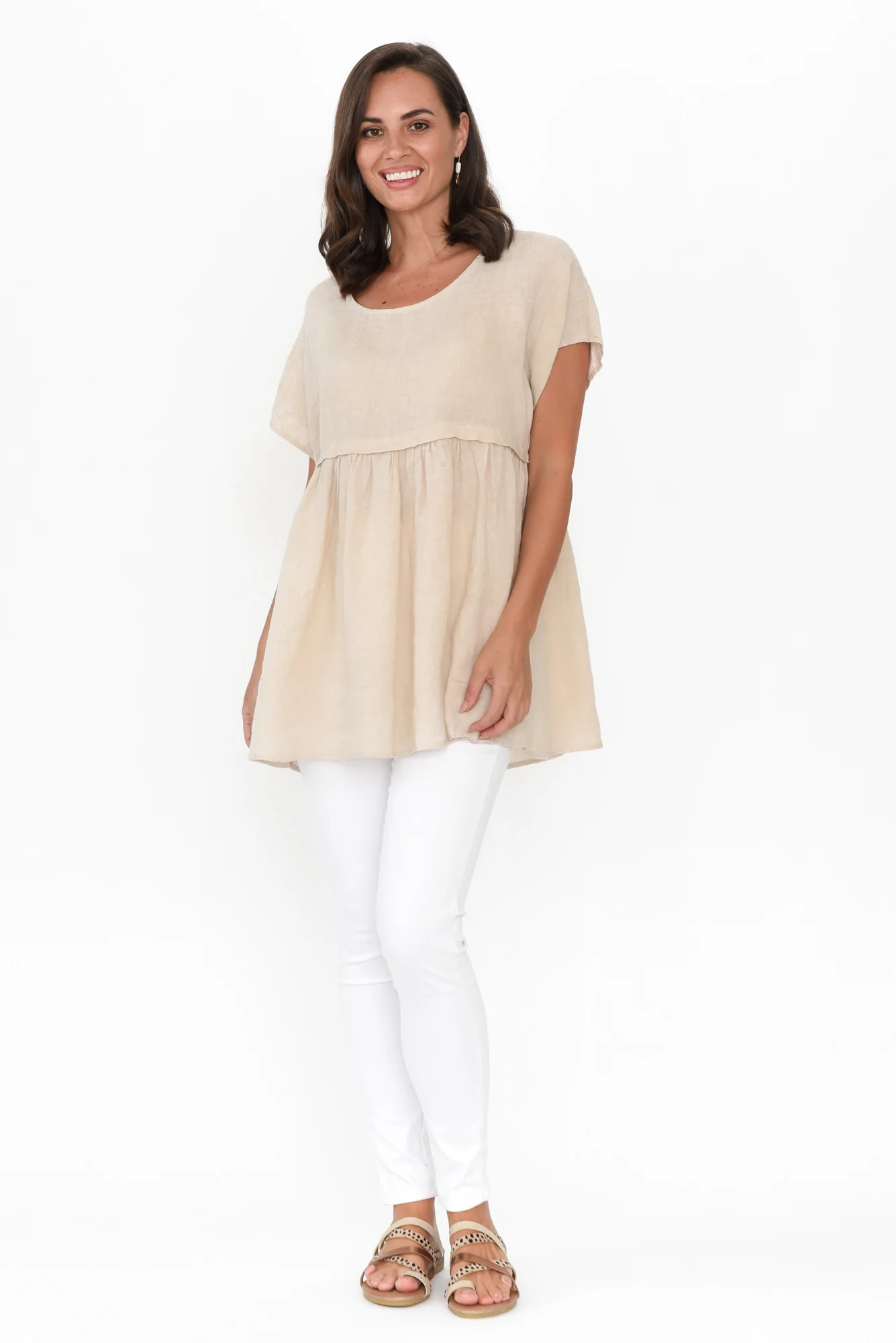 Elden Beige Linen Top