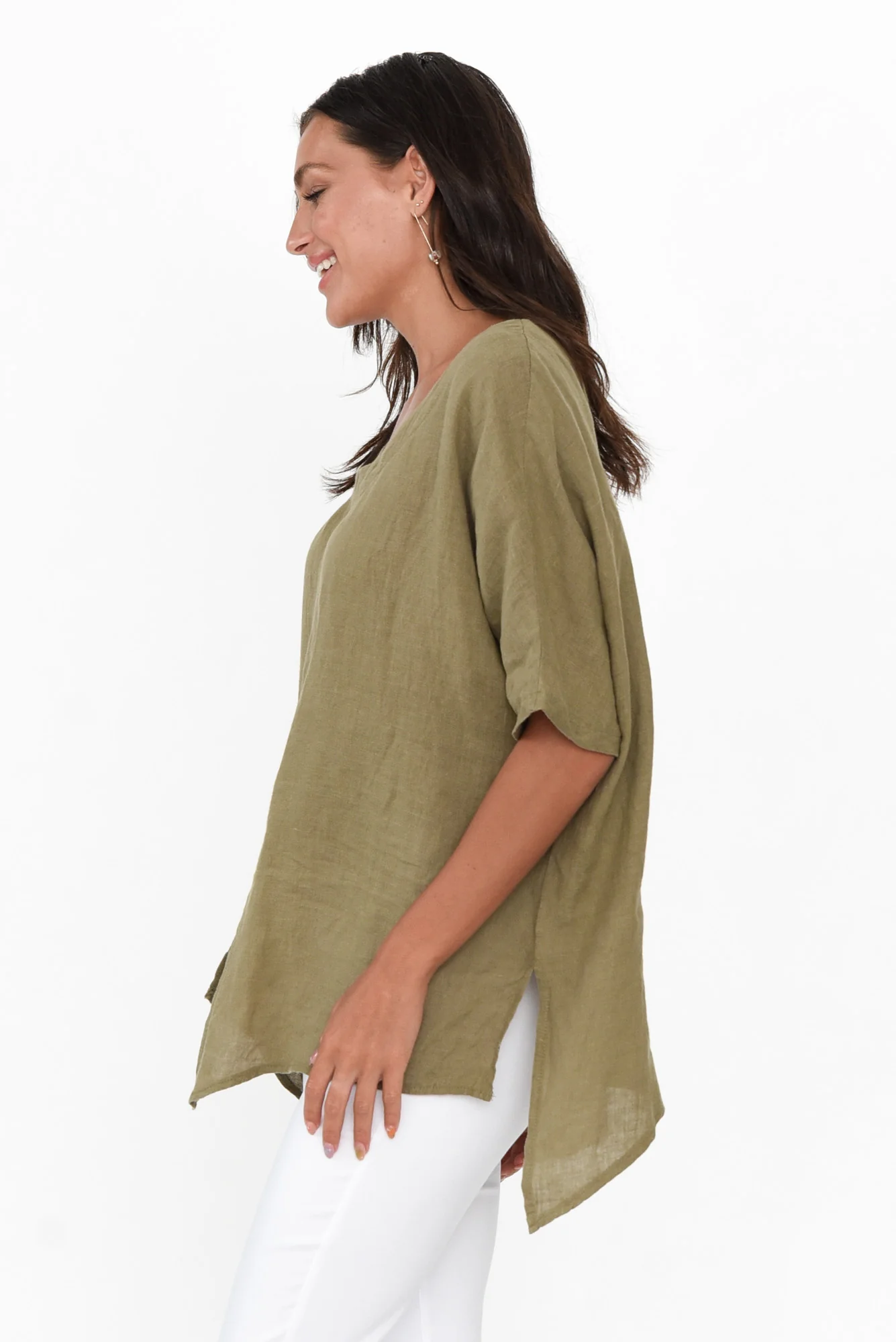 Sura Khaki Linen Top