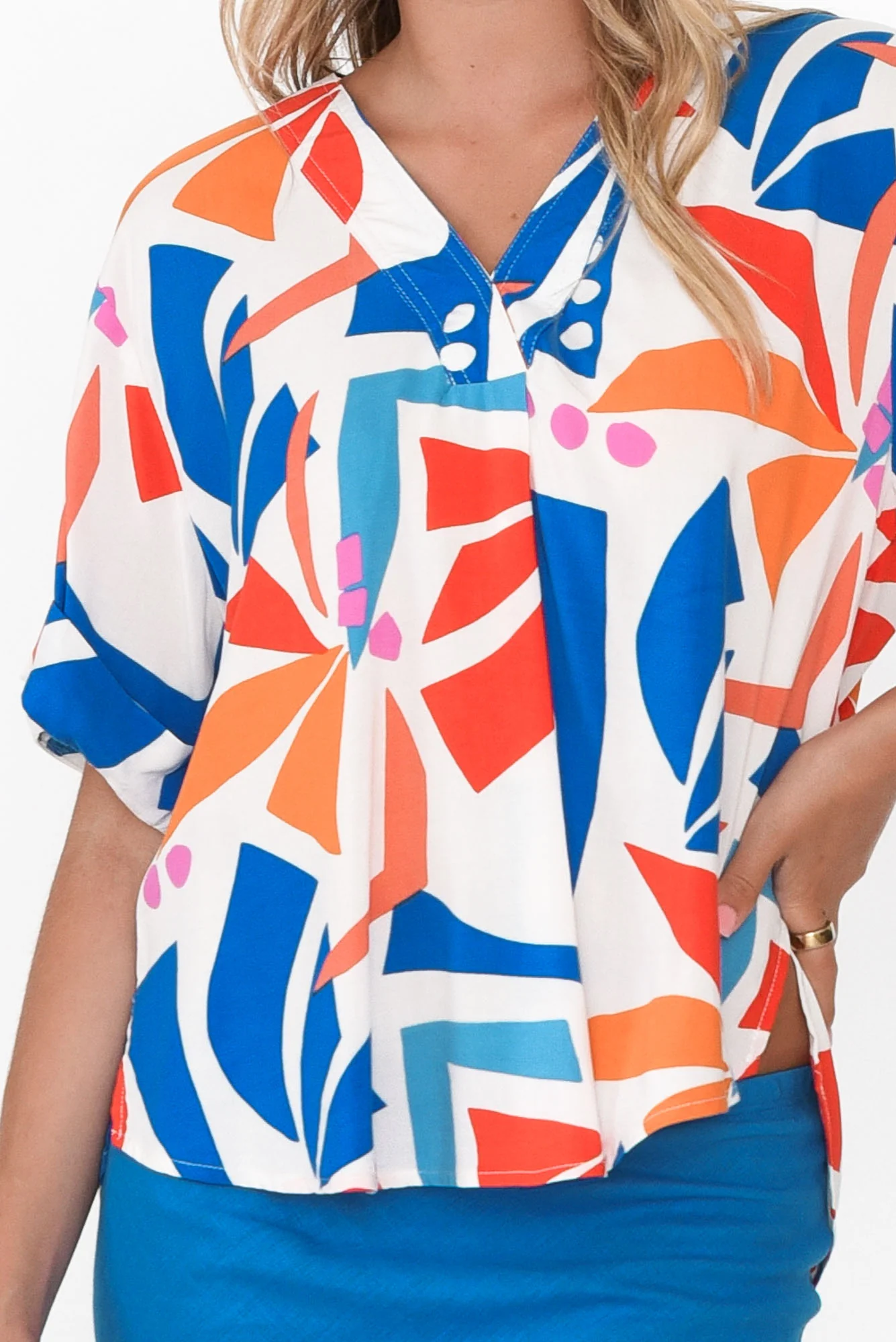 Fribben Blue Abstract Top