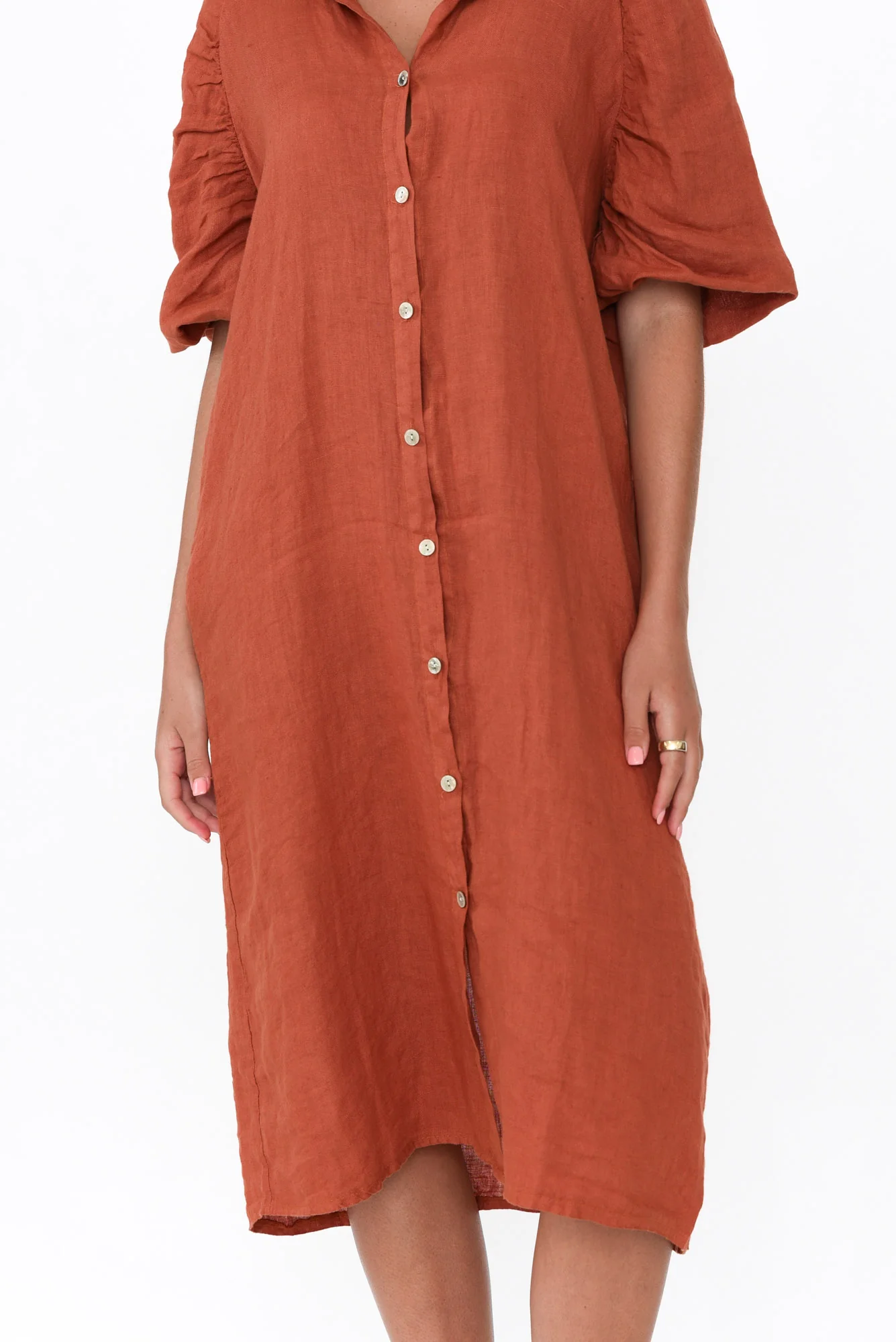 Leon Rust Linen Shirt Dress