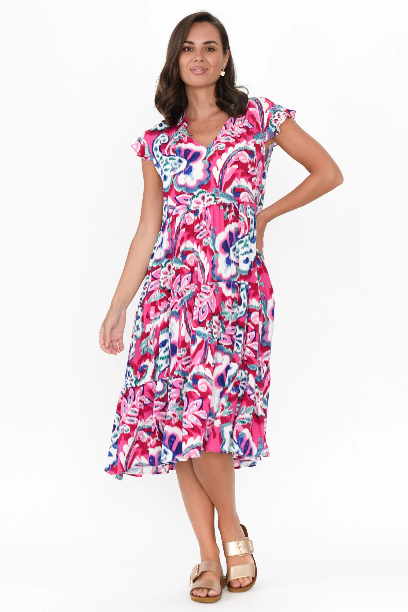 Monika Pink Garden Tier Dress