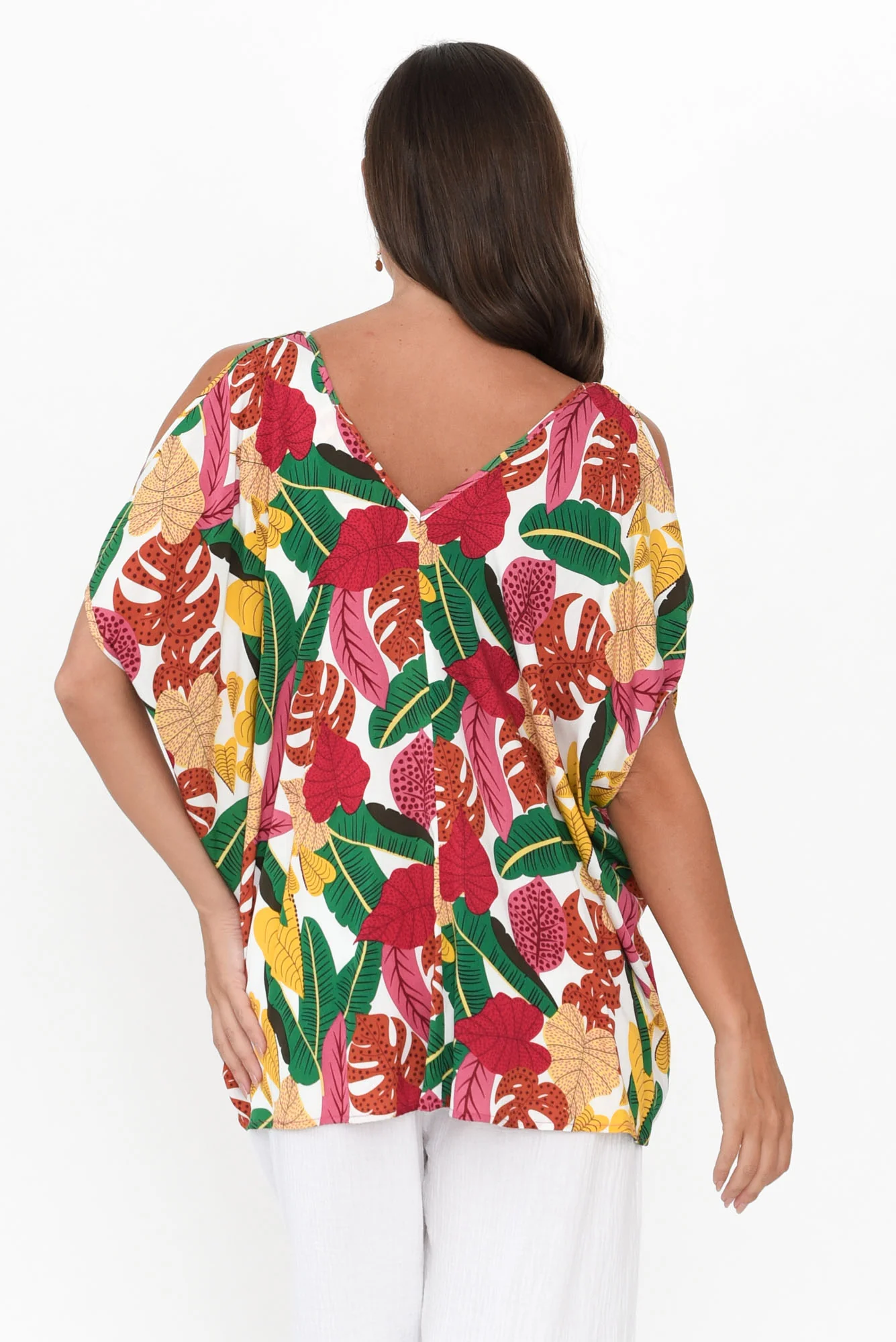 Avalee White Jungle Cold Shoulder Top