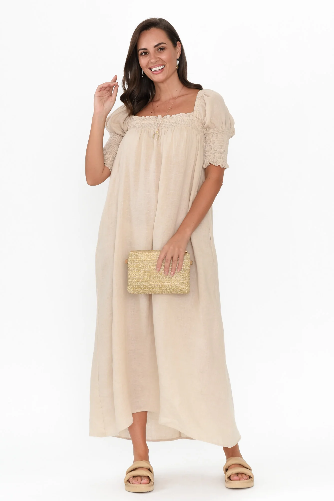 Bethania Beige Linen Dress