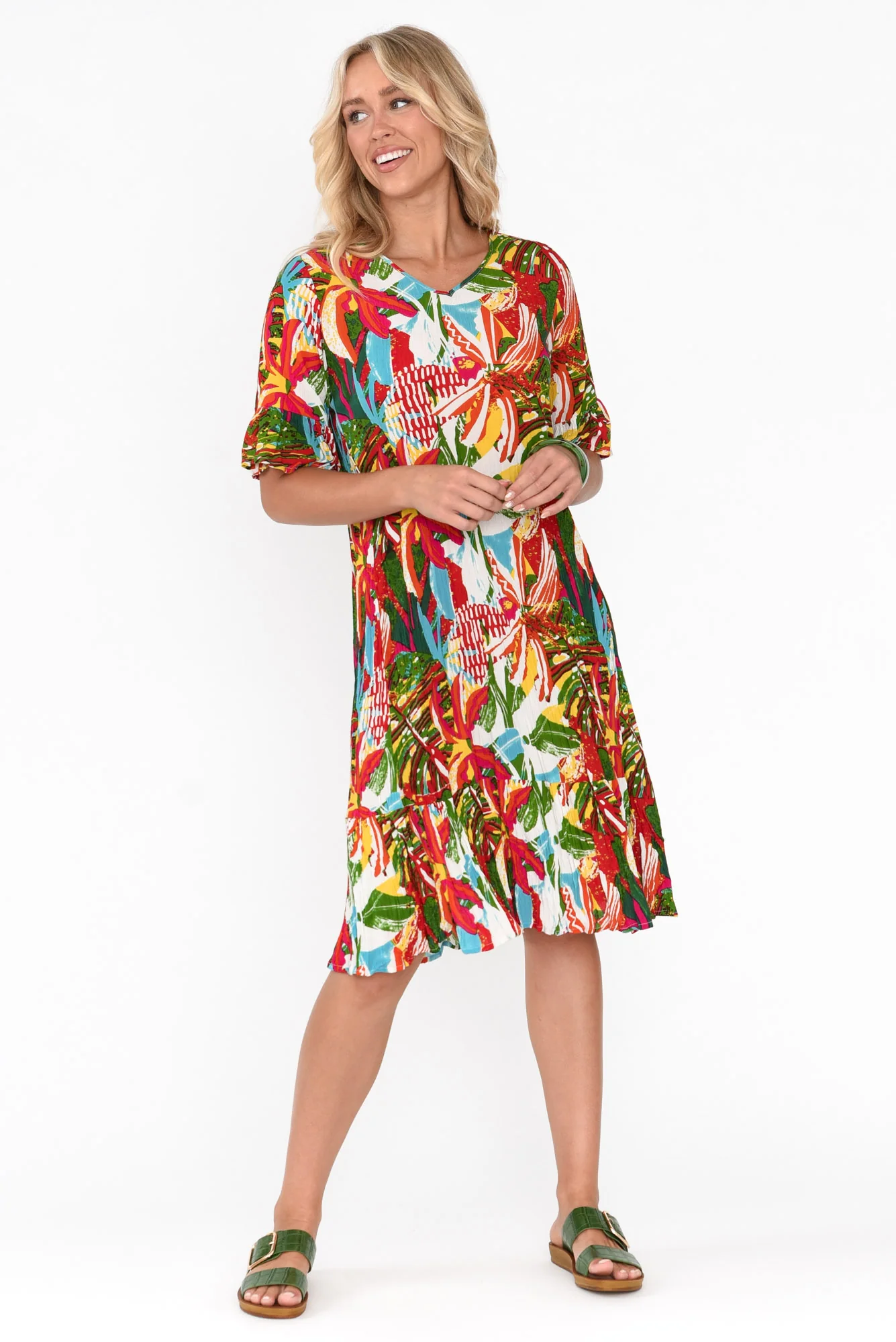Calla Orange Rainforest Crinkle Dress