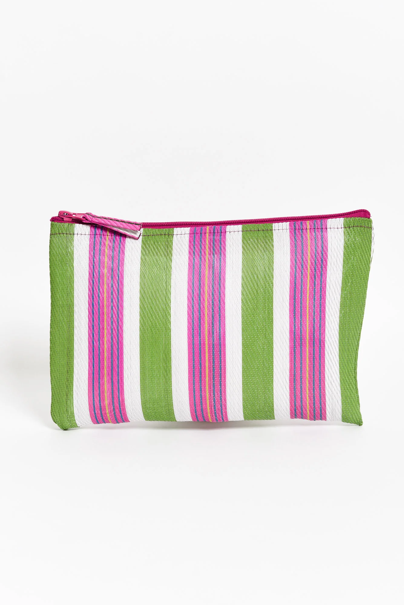 Leeca Green Stripe Zip Pouch
