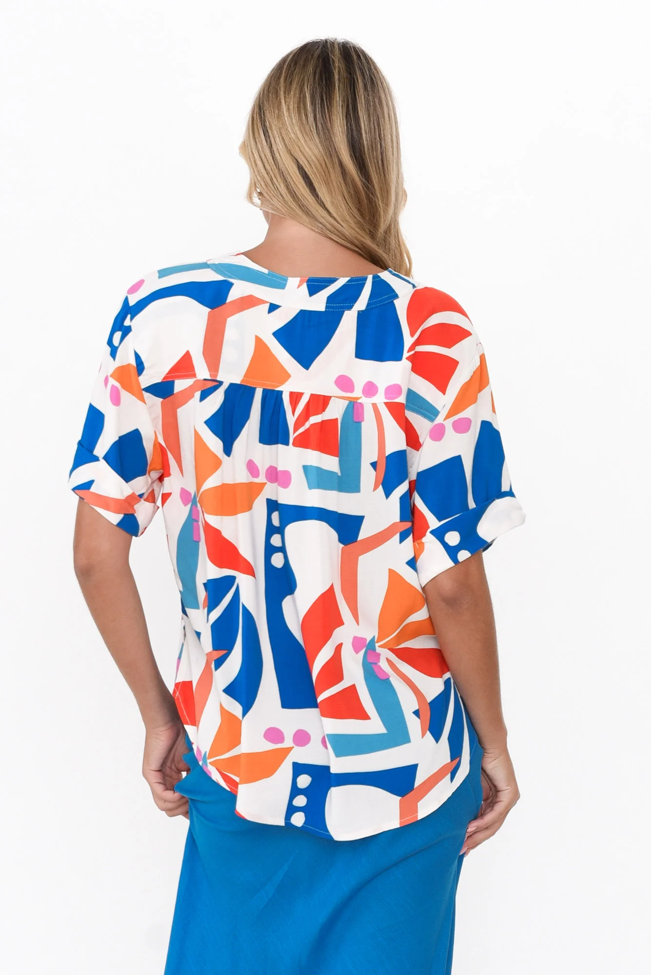 Fribben Blue Abstract Top